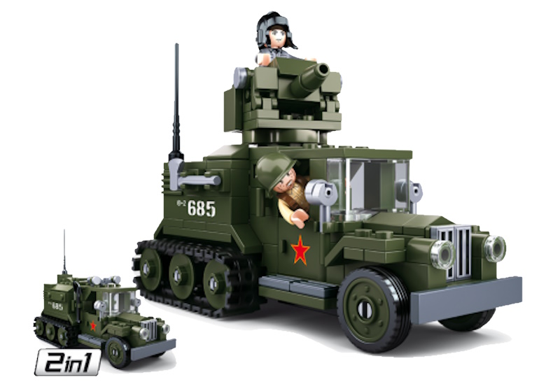 Sluban M38-B0685 - Army WWII - alliiertes Halbkettenfahrzeug 2in1
