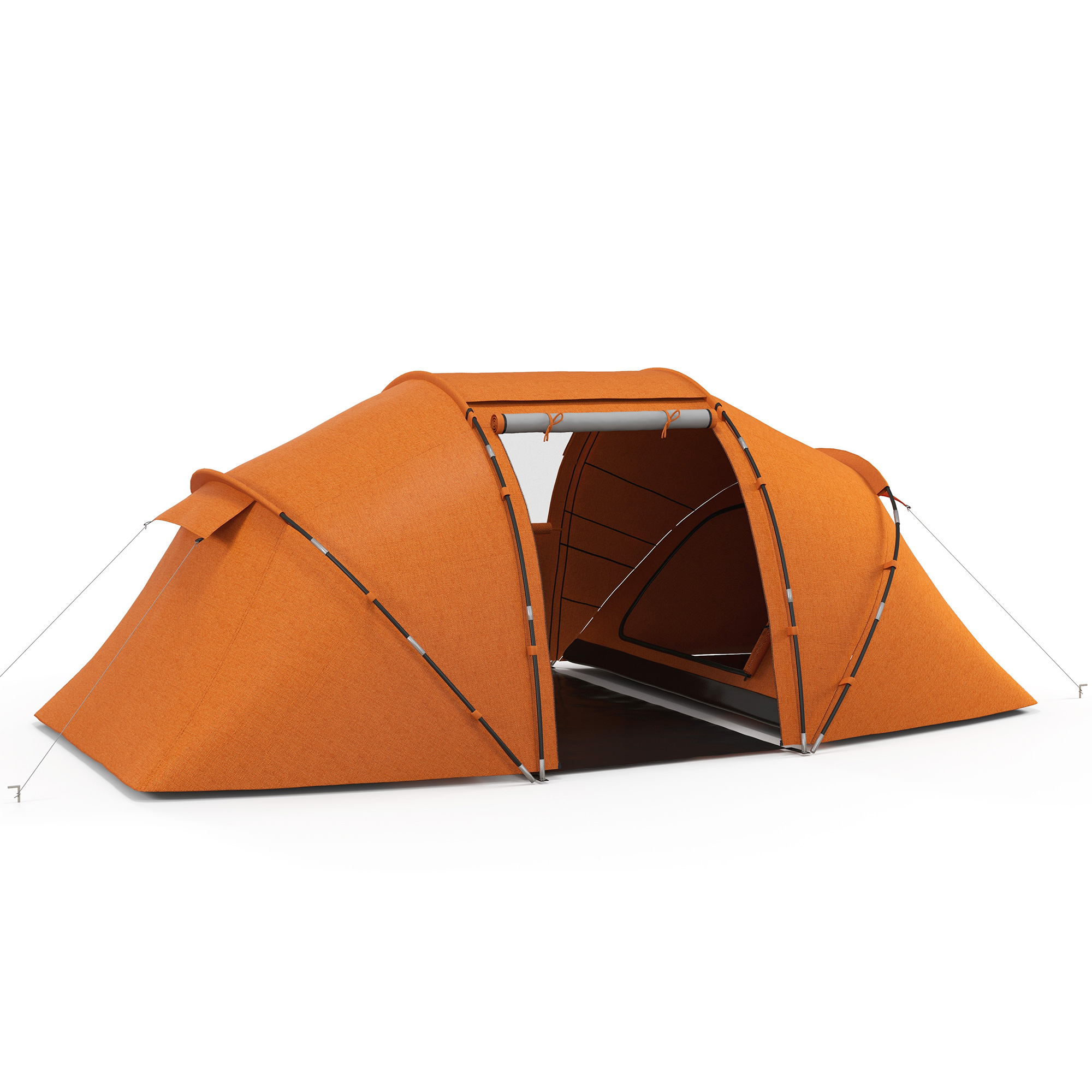 Tunnelzelt für 4-6 Personen, Campingzelt mit Tür, Bodenplane, 2000mm wasserdicht Orange