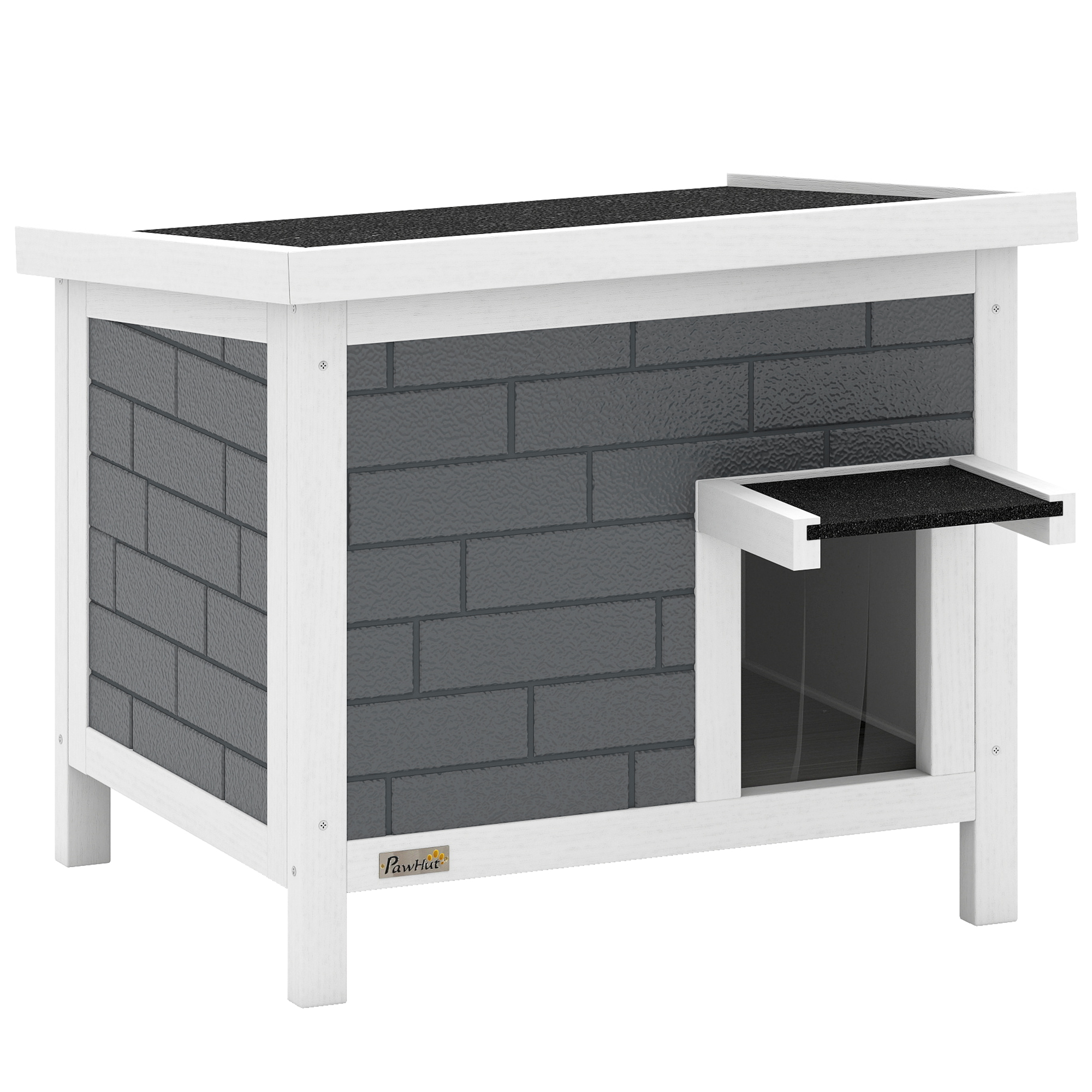 Katzenhaus Wetterfeste Katzenhütte aus Holz mit aufklappbarem Dach Aluminium-Isolierplatten Asphaltdach 61x51x53,5 cm