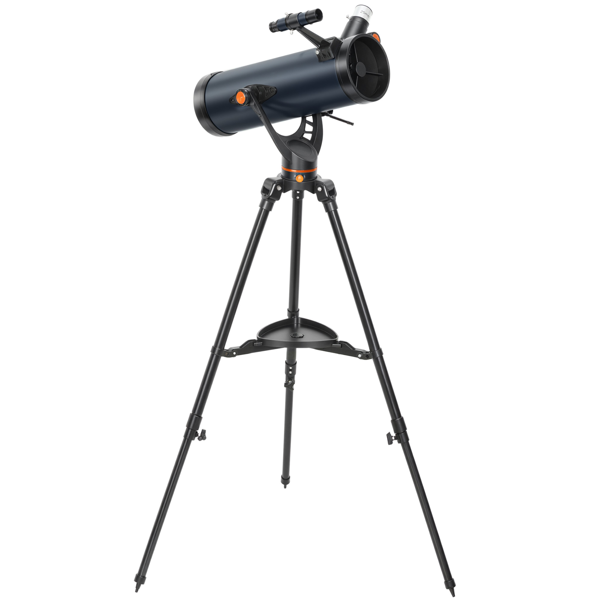 Spiegelteleskop , 114 mm Objektiv, 2 Okulare, Sucherfernrohr, Aluminium, Dunkelblau