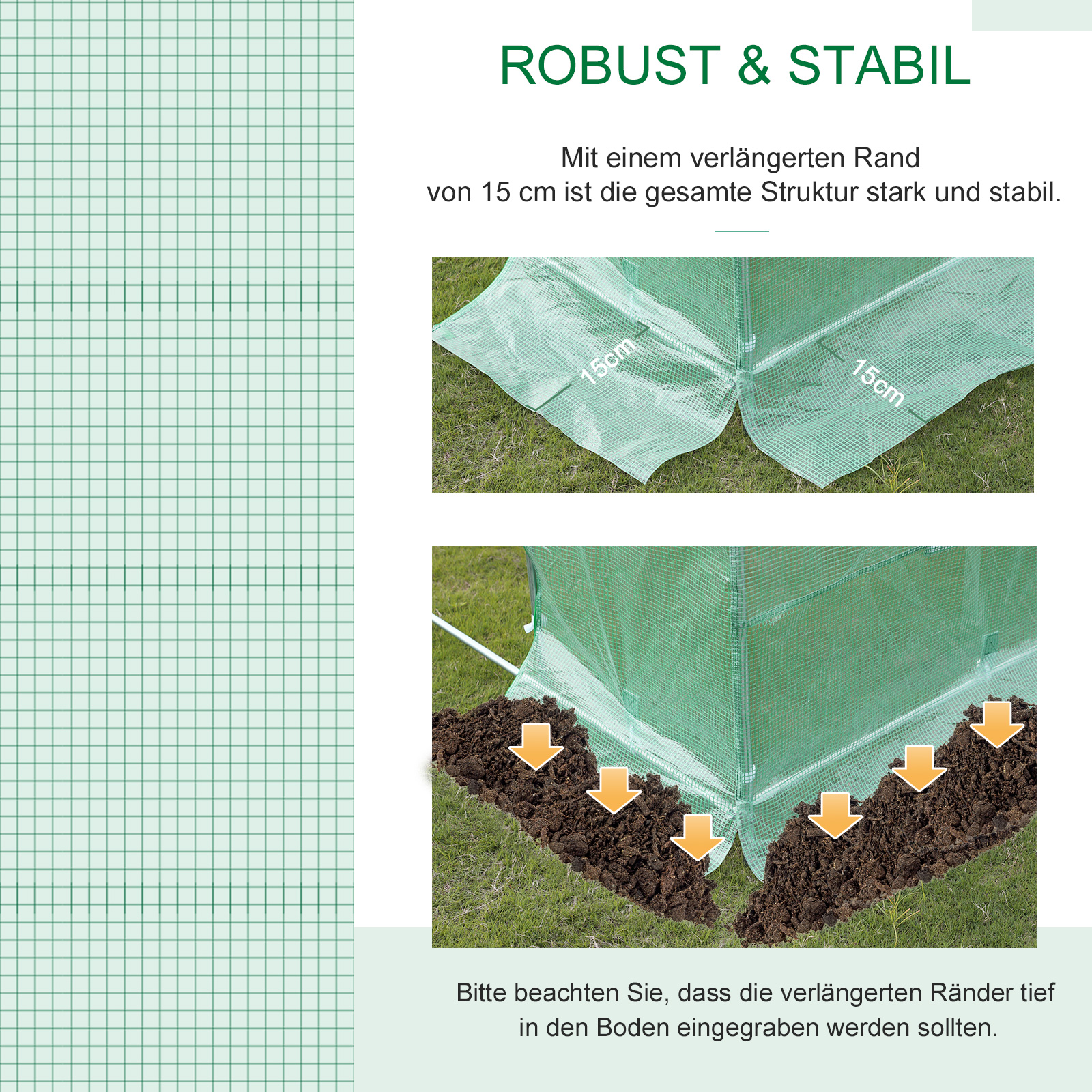 Gewächshausfolie 6x3x2m, wasserdicht Gartenfolie mit UV Schutz, Folie aus PE, Abdeckplane für Gartenarbeit Treibhaus Folientunnel, Tunnelfolie für Außenbereich, Pflanzen, Grün