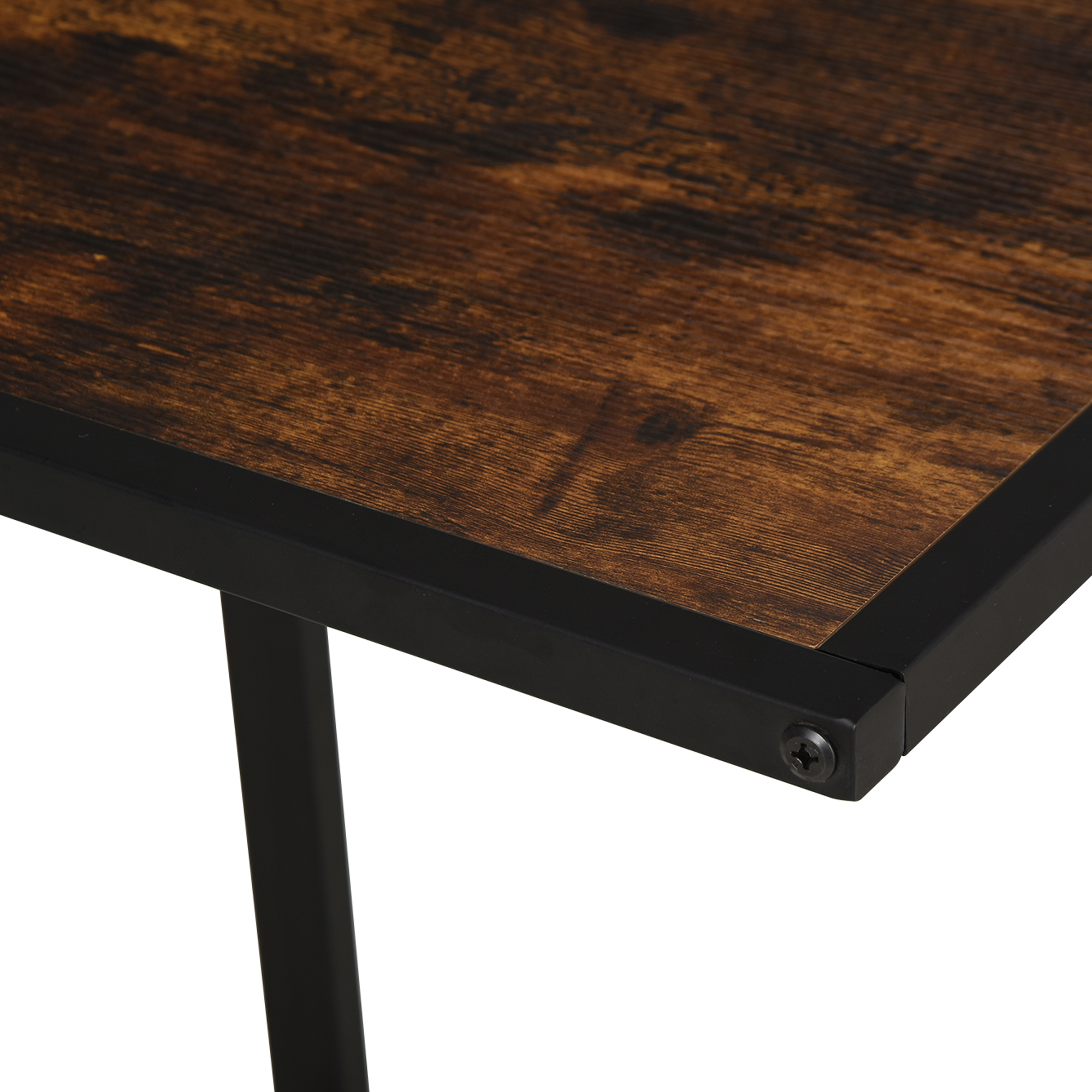 Beistelltisch in C-Form Kaffeetisch Couchtisch Laptoptisch für Schlafzimmer und Wohnzimmer kleiner Bereich mit Metallgestell Industrie-Stil Metall MDF Rustikal-Braun 40,6 x 50,8 X 64,2 cm