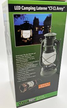 LED Camping Laterne "CT-CL Army", ØxH 12x23,5cm, 4x AA, warmweiß, dimmbar
