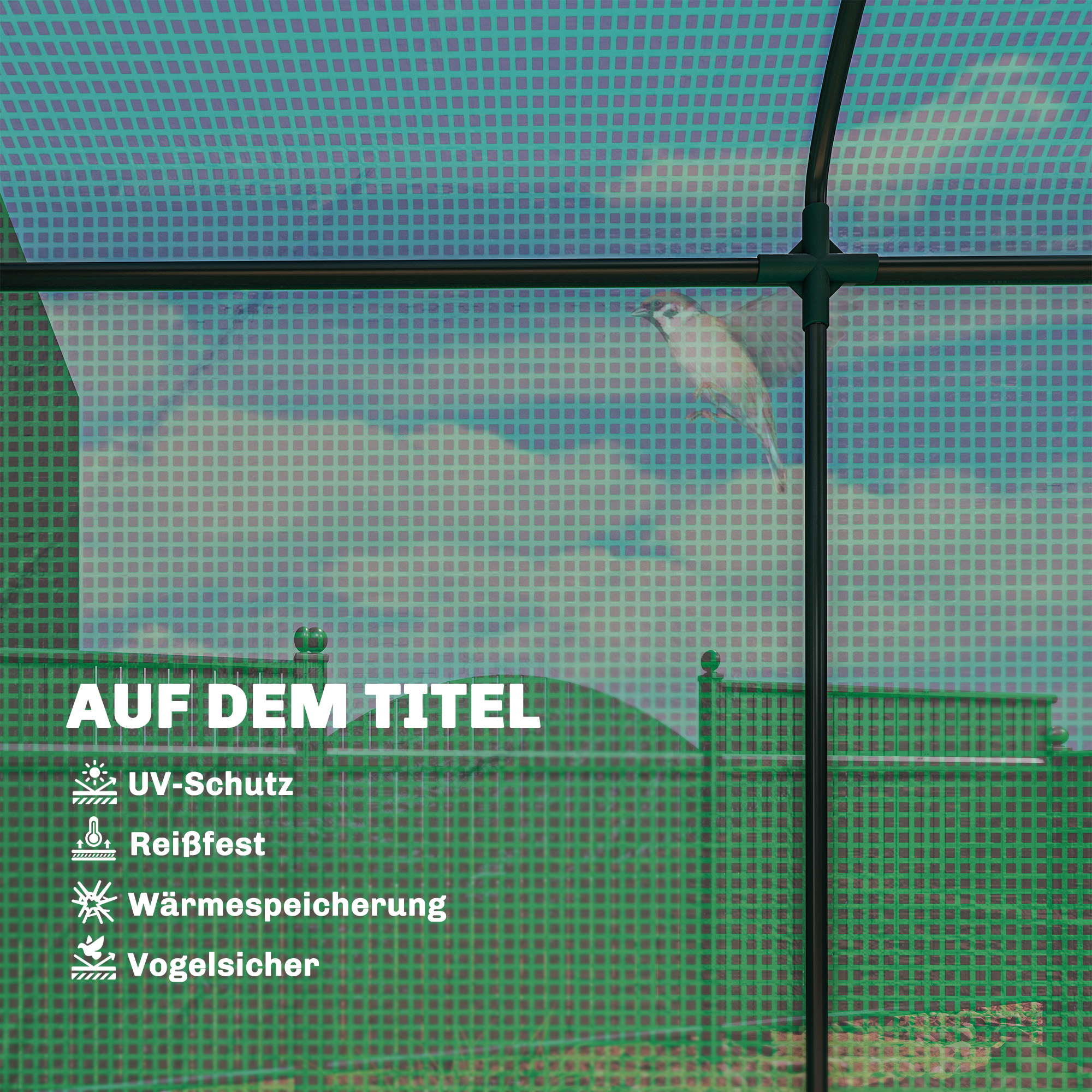 Gewächshaus mit Netzfenstern aufrollbarer Tür, Foliengewächshaus aus Stahl 200 x 75 x 188 cm Grün