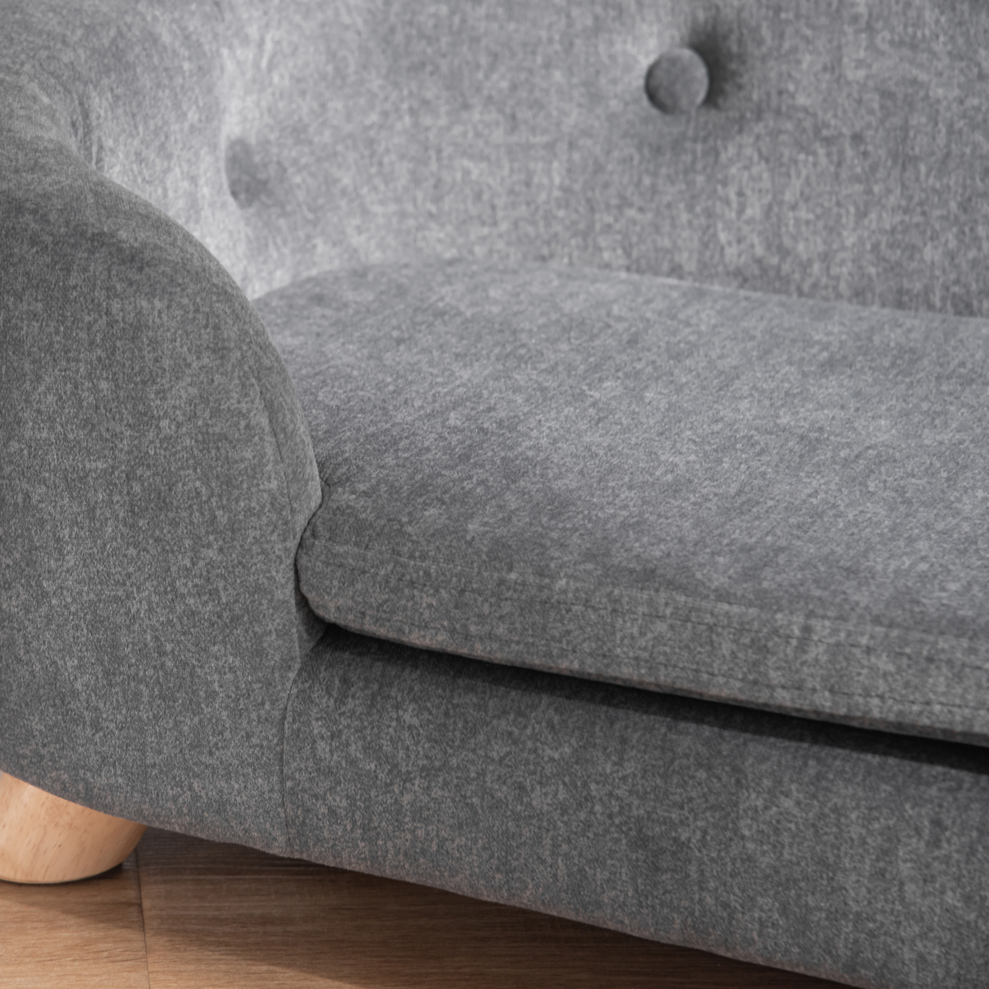 Haustiersofa Hundematte Hundebett Hundesofa Hundecouch Katzen Sofa mit Kissen Rückentasche Plüsch Schaumstoff Kiefernholz Dunkelgrau 70 x 47 x 30 cm