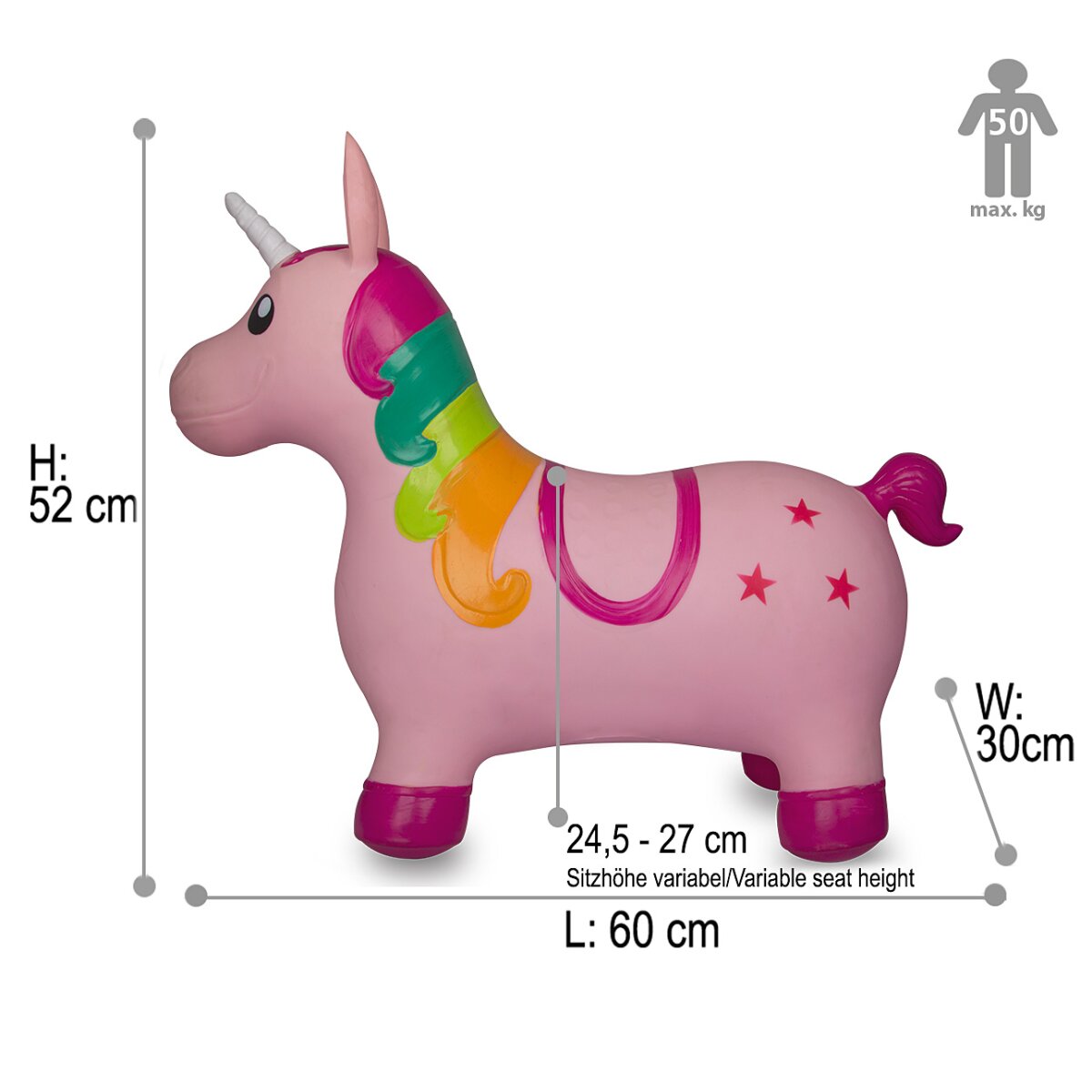 Hüpftier Einhorn HoppyDoo bunt mit Pumpe