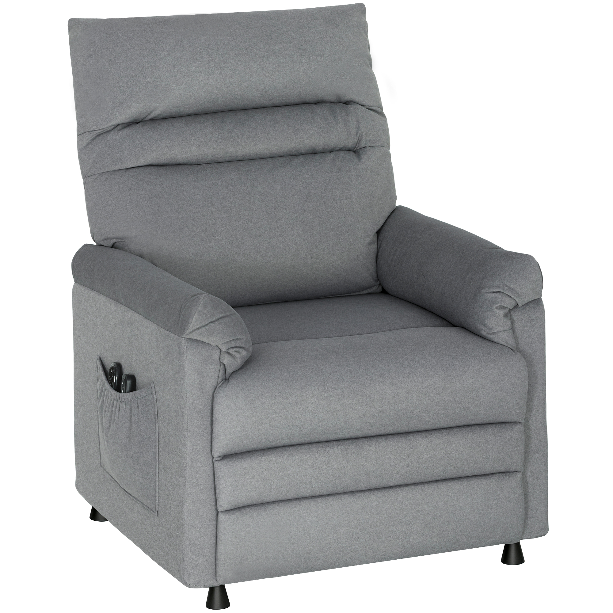 Relaxsessel, Fernsehsessel mit Liegefunktion, Lendenheizung, 2 Fernbedienungen, USB-Anschluss, Leisem Motor, Grau