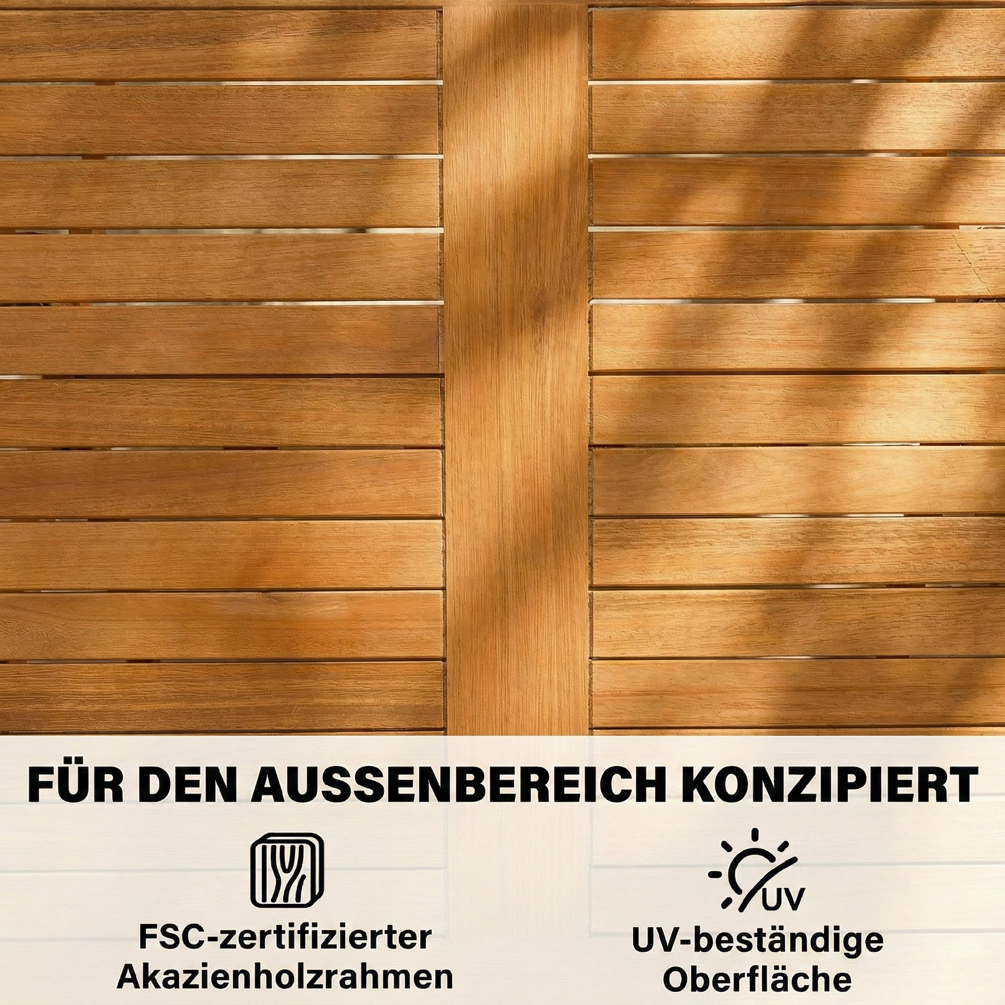 Gartenmöbel Set FSC Holz Sitzgruppe 5-teilig Klappbar Tisch mit 4 Klappstühlen Lamellendesign