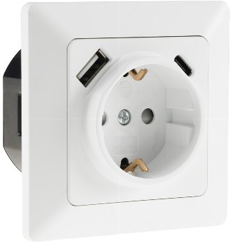 MILOS Schutzkontakt-Steckdose, matt weiß - 230V~/ 16A, Unterputz, USB-C / PD MILOS Schutzkontakt-Steckdose, matt weiß - 230V~/ 16A, Unterputz, USB-C / PD