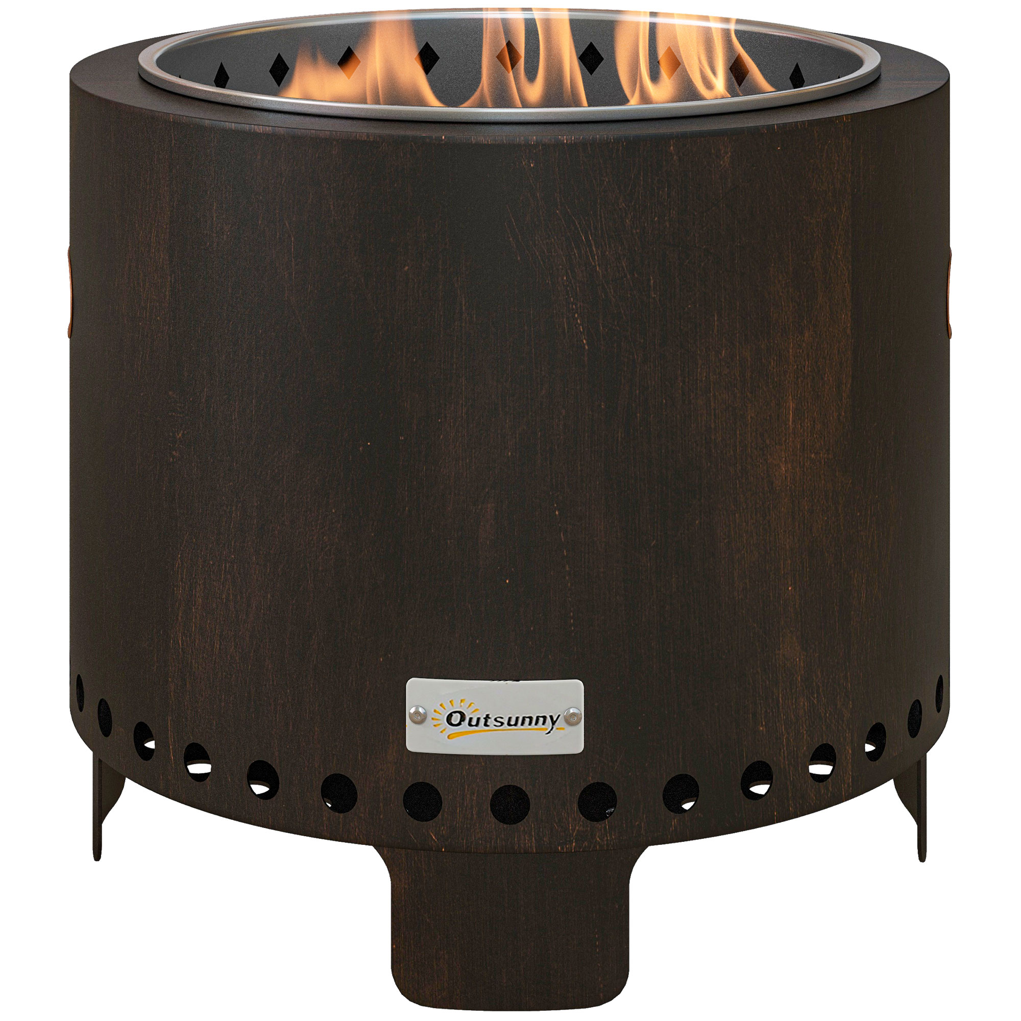 Feuerschale Feuerstelle Feuertonne, wetterbeständig, 45 x 45 x 42 cm, Schwarz + Bronze