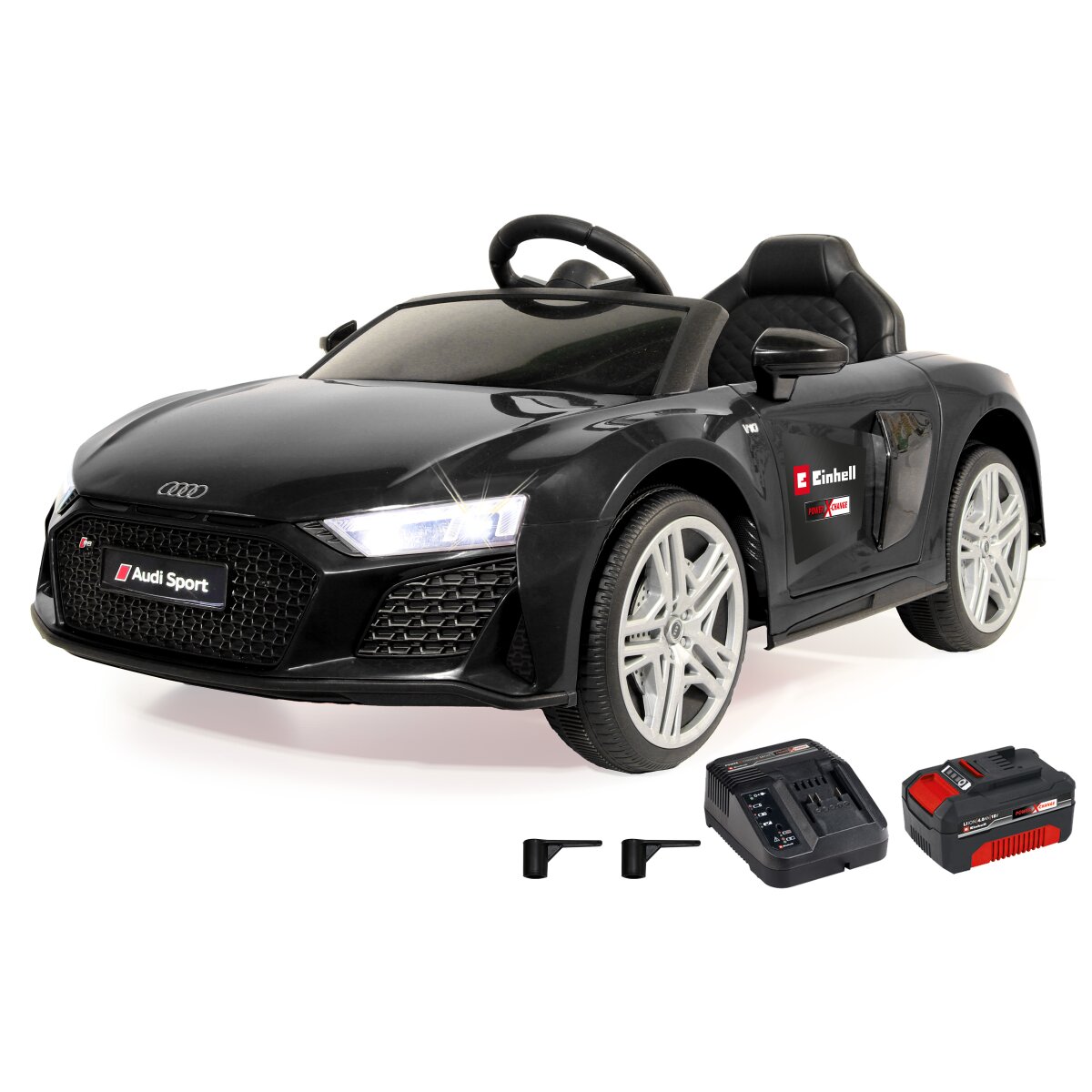 Kinderfahrzeug Audi R8 Spyder schwarz Einhell Power X-Change inkl. Starter Set