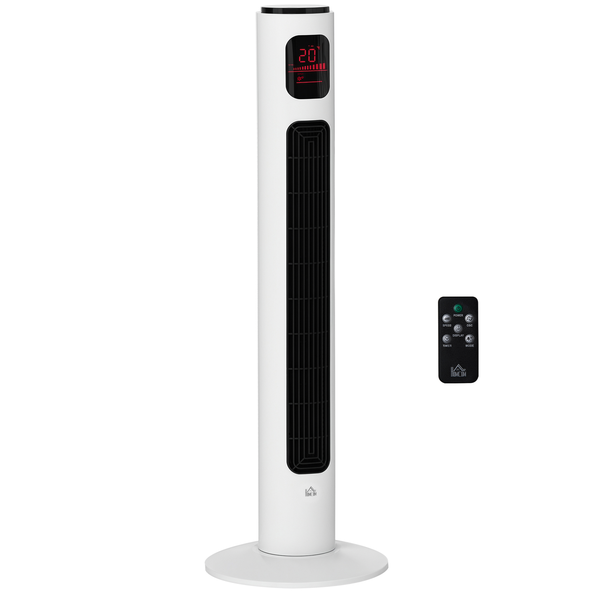 Turmventilator mit Fernbedienung 70° oszillierender 96 cm Standventilator Säulenventilator 45 W mit 3 Modi 3 Geschwindigkeiten Timer Weiß