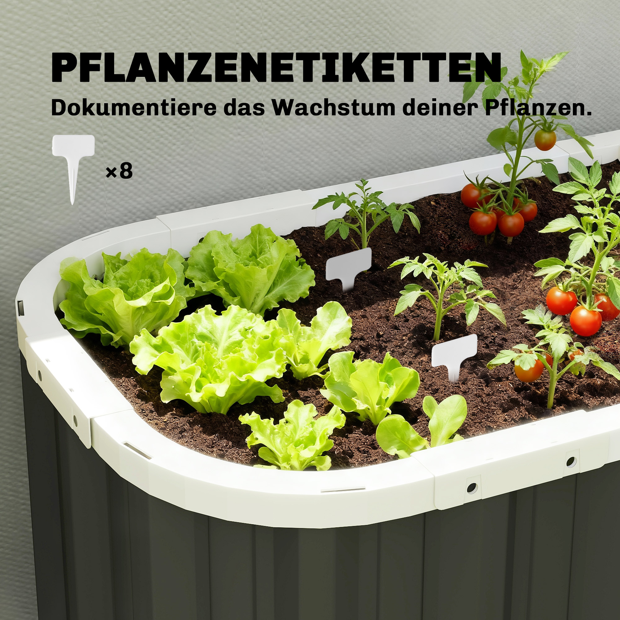 Hochbeet Metall 136 x 53 x 61 cm Tief Gartenbeet mit Schutzkanten Pflanzenetiketten Handschuhe Offenem Boden