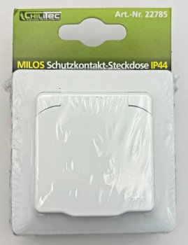 MILOS Schutzkontakt-Steckdose IP44 / 250V~/ 16A, inkl. Rahmen, UP, weiß matt