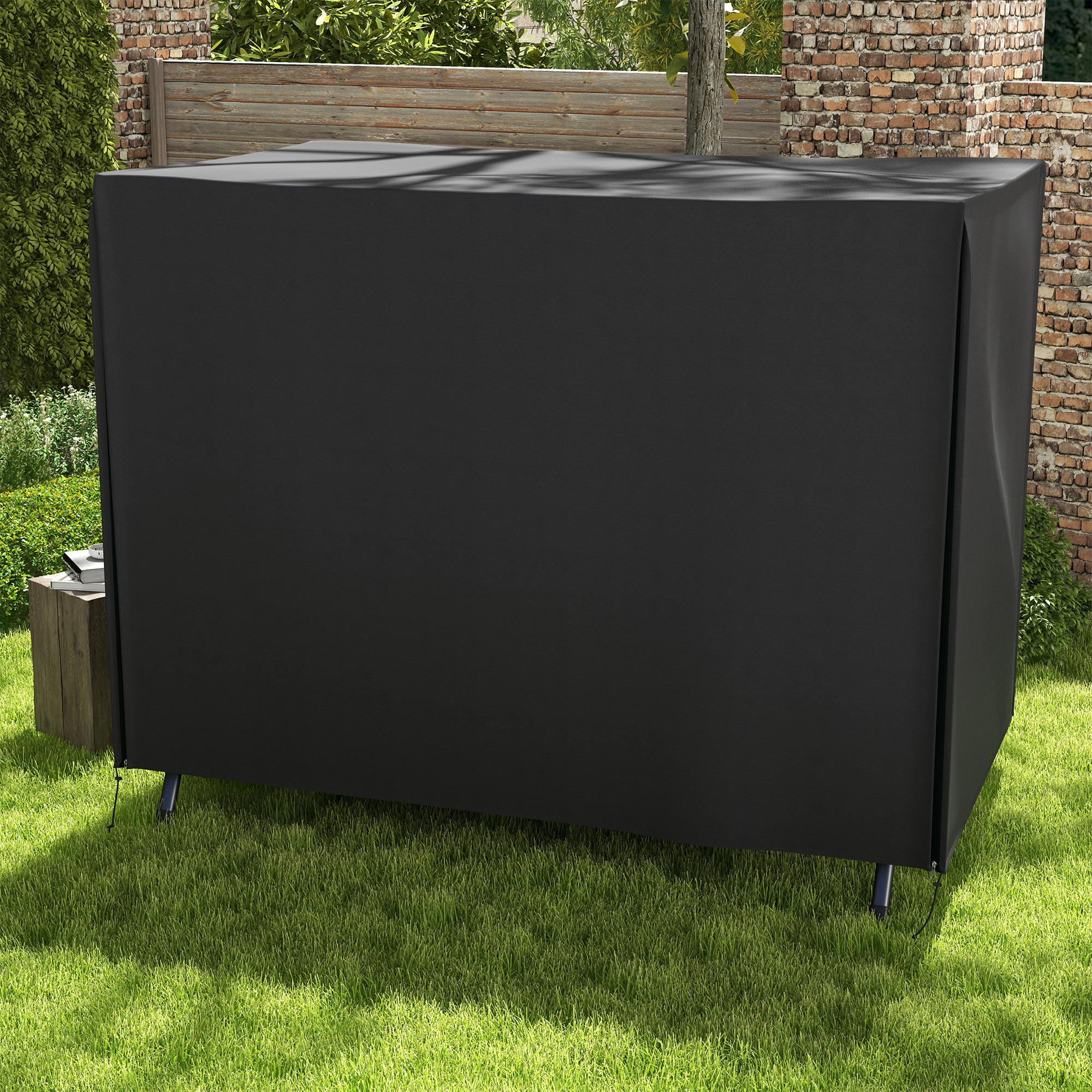 Abdeckung für Gartenschaukel, Schutzhülle für Hollywoodschaukel, Abdeckhaube, wasserfest, 205 x 124 x 164 cm, Schwarz