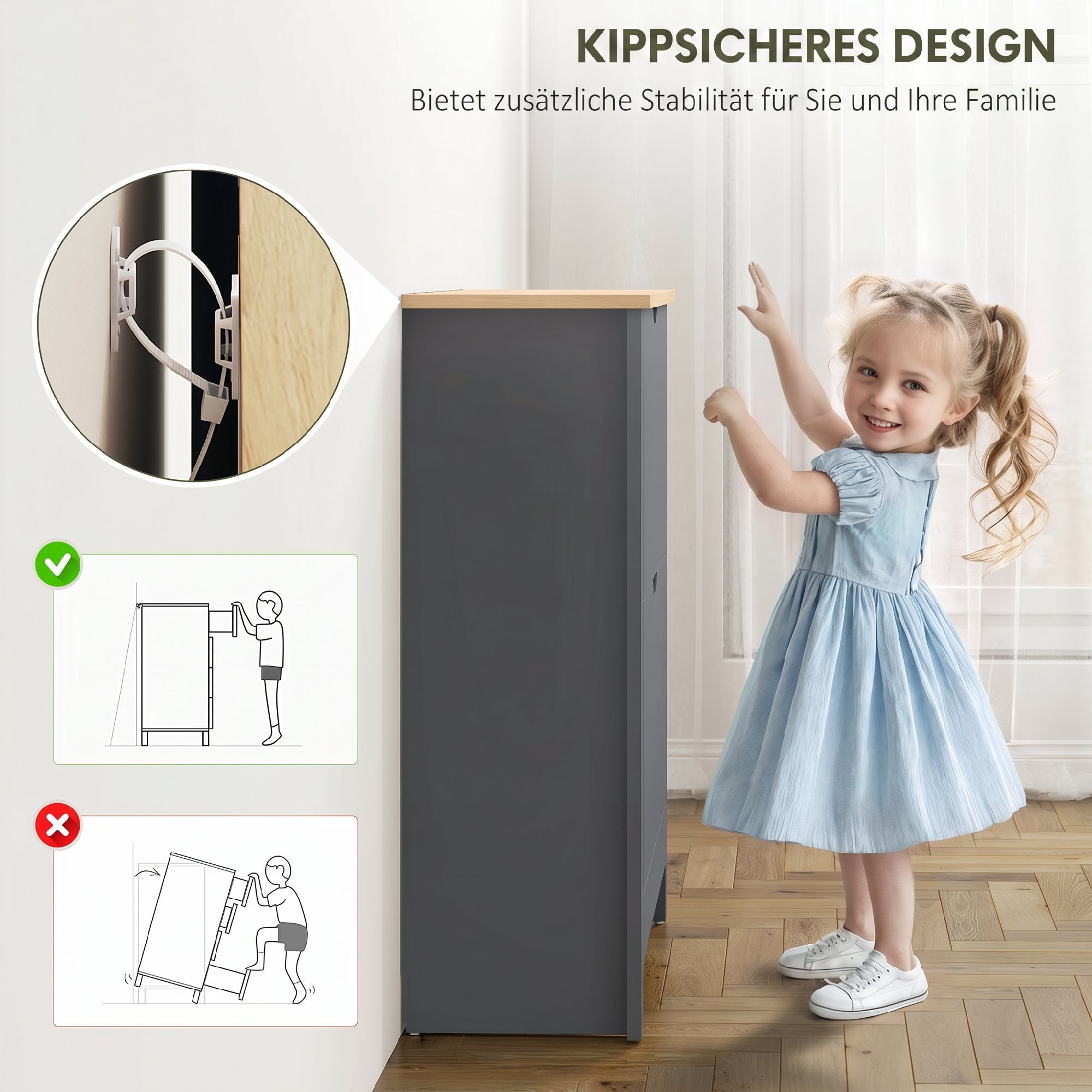 Schuhschrank mit 2 Klappfächern, verstellbar Trennwand für 8-12 Paar Schuhe, 72 x 26 x 80 cm, Dunkelgrau
