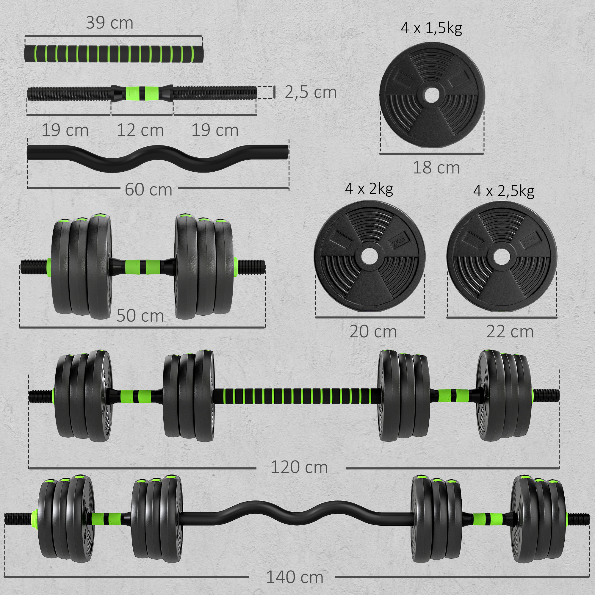 Hantelset verstellbar 25 KG Kurzhantel Set Kurzhanteln Langhanteln Hanteln Set für Krafttraining
