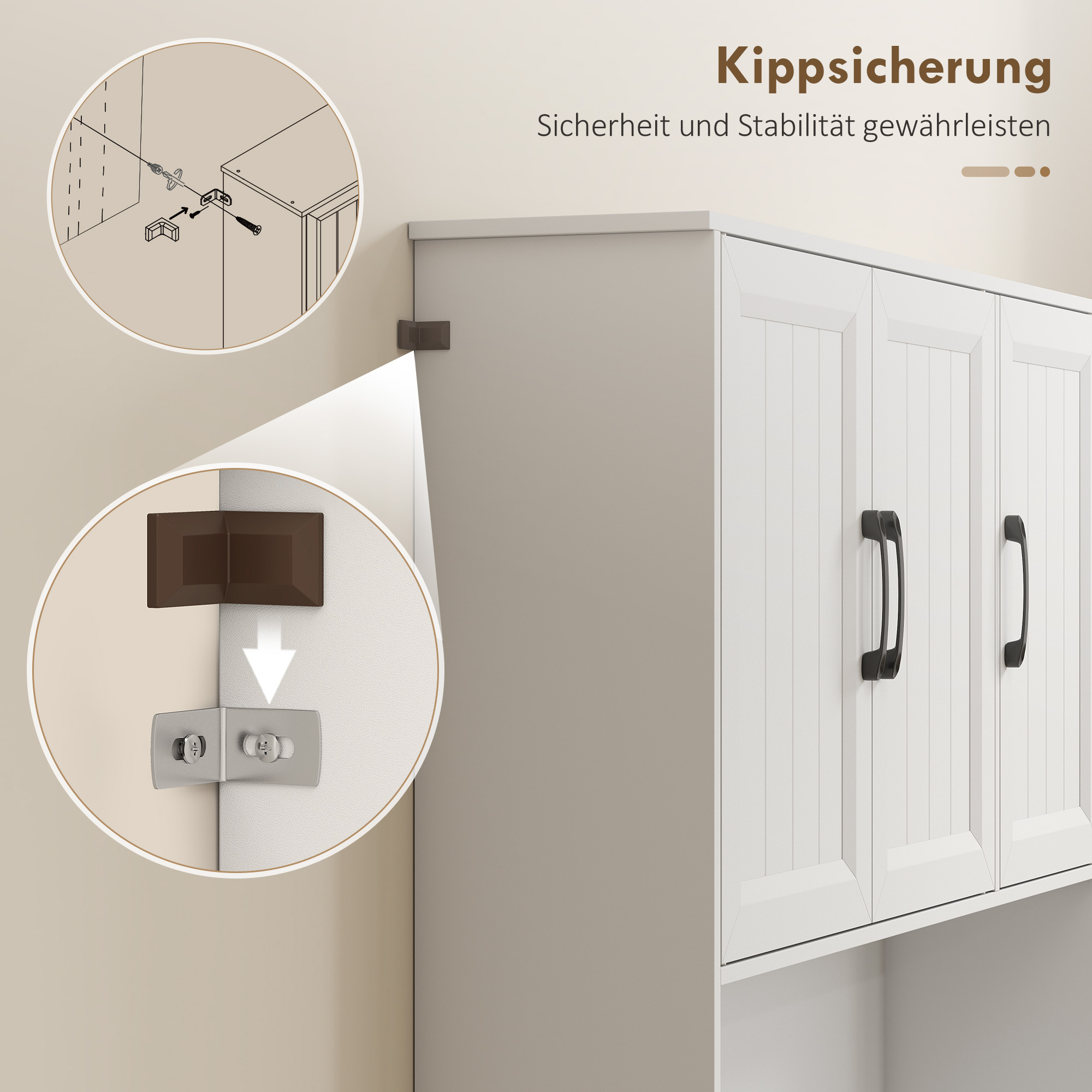 Küchenschrank, 180,5 cm, Vorratsschrank, Arbeitsfläche, Kabelloch, verstellbare Regale, MDF, Weiß