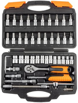 Steckschlüssel- und Bitsatz, 46 teilig, 1/4 Zoll Knarre, Chrom Vanadium