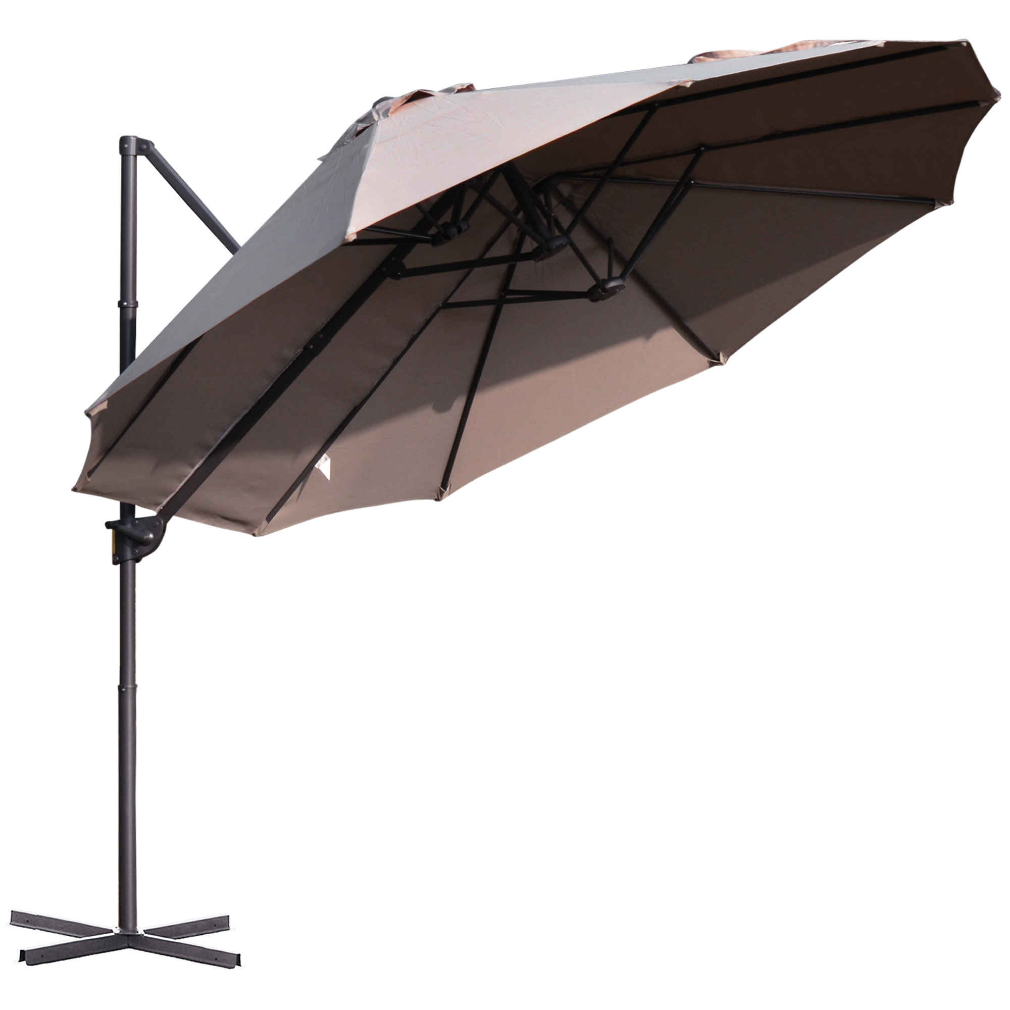 Doppelsonnenschirm Ampelschirm Doppelschirm mit Kurbel Verstellbarer Gartenschirm Sonnenschutz Metall Braun 440 x 270 x 250 cm