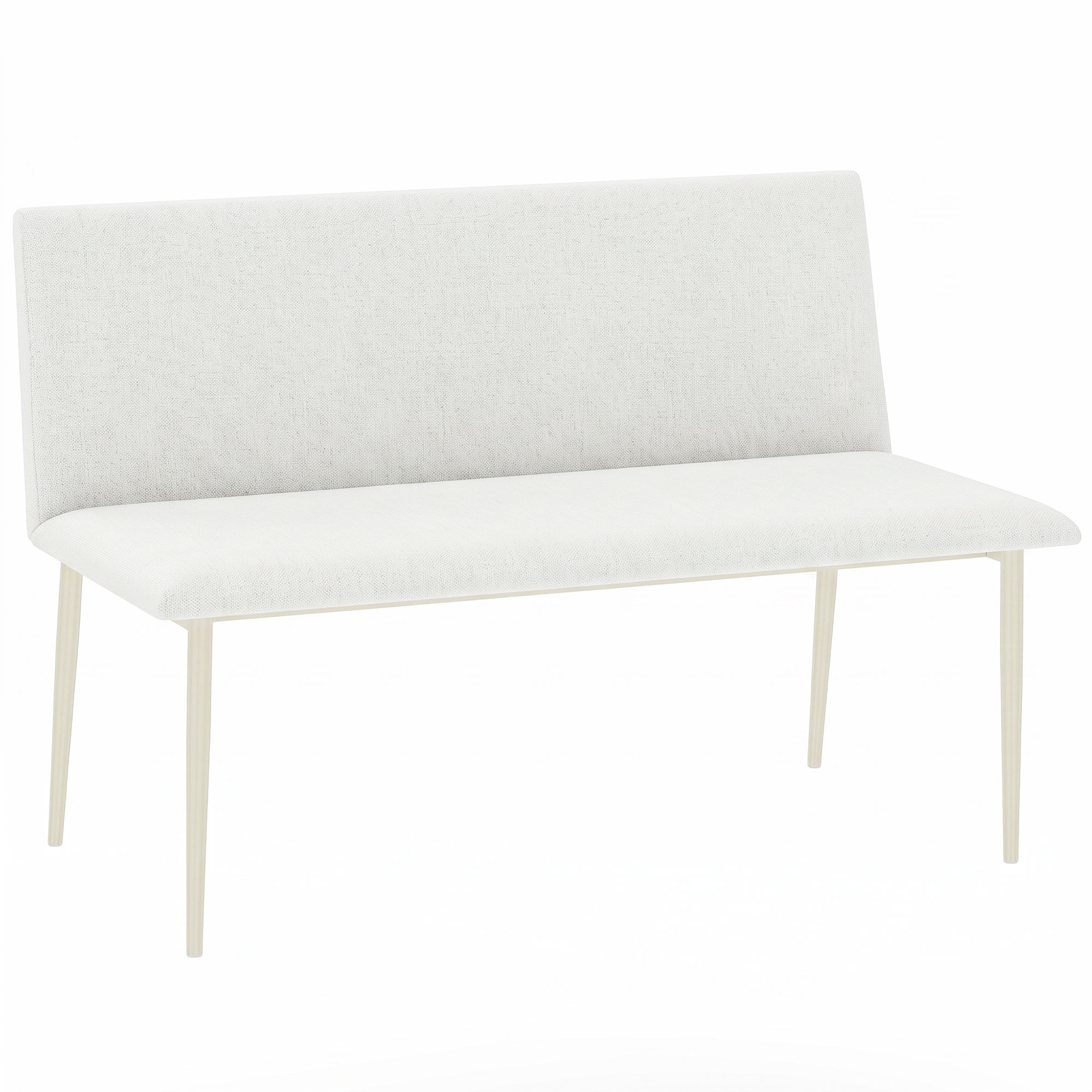 Esszimmerstuhl ohne Armlehnen, Stoff in Leinenoptik, Küchenstuhl mit Rückenlehne und Metallbeinen, für Wohnzimmer, Creme