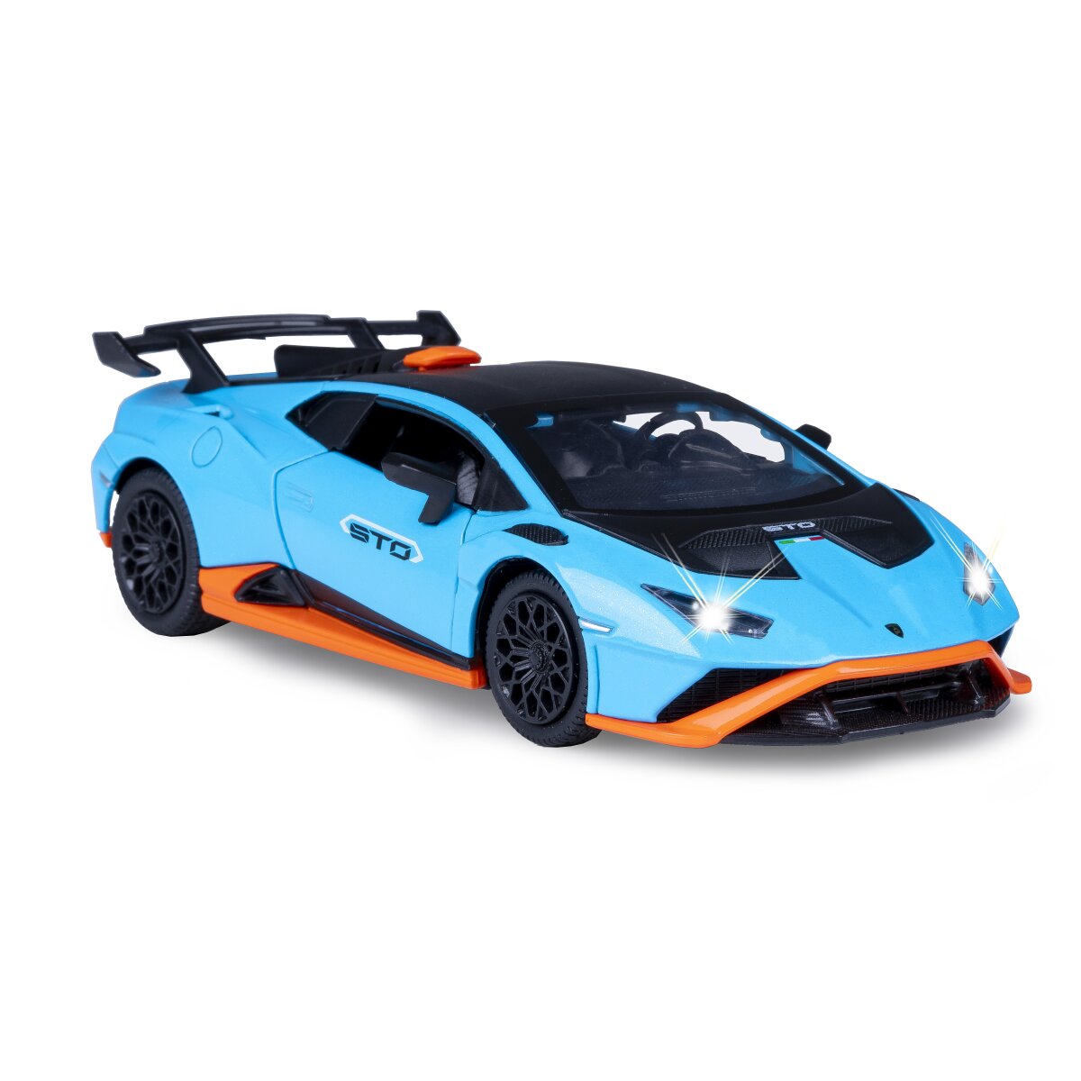 Lamborghini Huracán STO Diecast 1:32 blau inkl. Knopfzellen