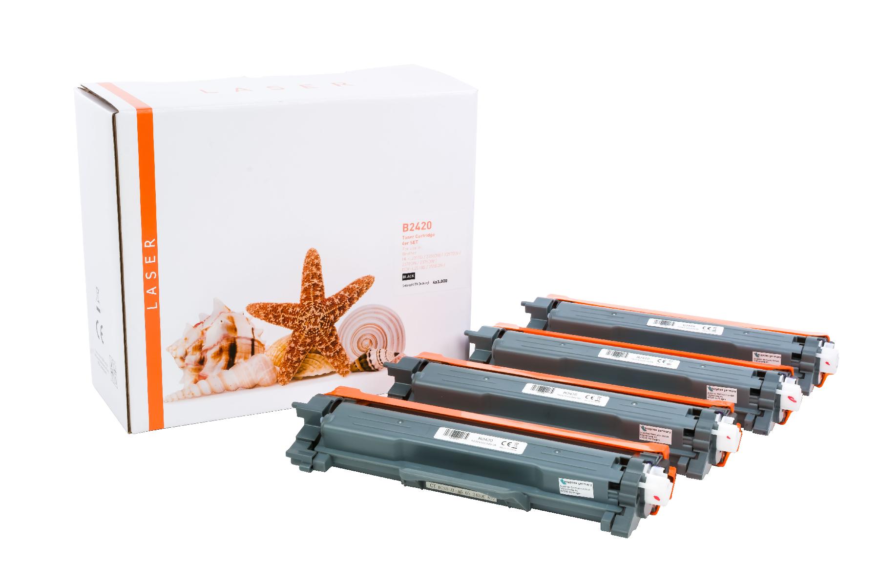4er Set TN2420 alternativ Toner schwarz für Brother / TN2420 / 4x3.000 Seiten 4er Set TN2420 alternativ Toner schwarz für Brother / TN2420 / 4x3.000 Seiten