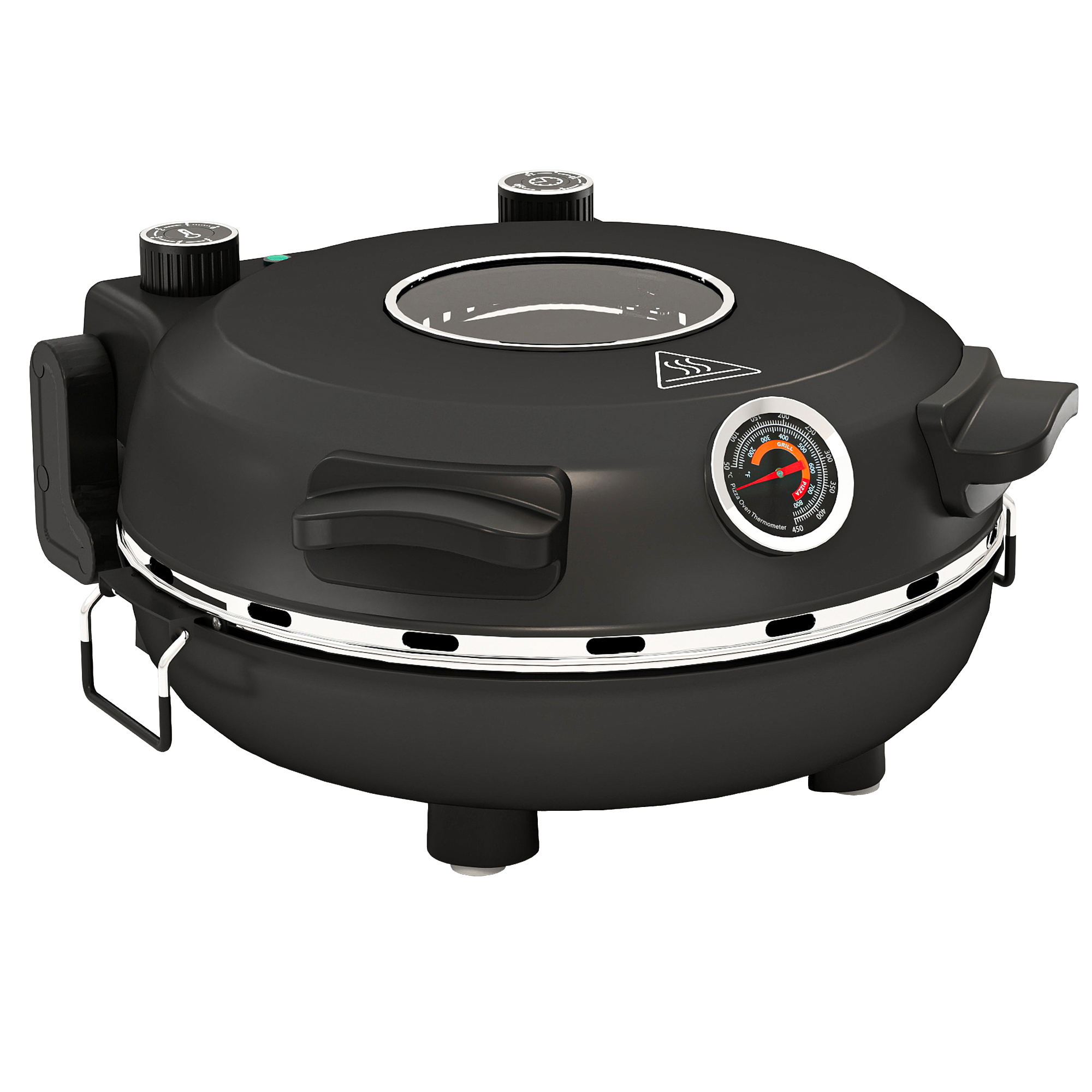 Pizzaofen elektrisch 430 ?, 1200 Watt Pizzabäcker mit 30cm Steinplatte Timer Sichtfenster Edelstahl Schwarz Pizzaofen elektrisch 430 ?, 1200 Watt Pizzabäcker mit 30cm Steinplatte Timer Sichtfenster Edelstahl Schwarz