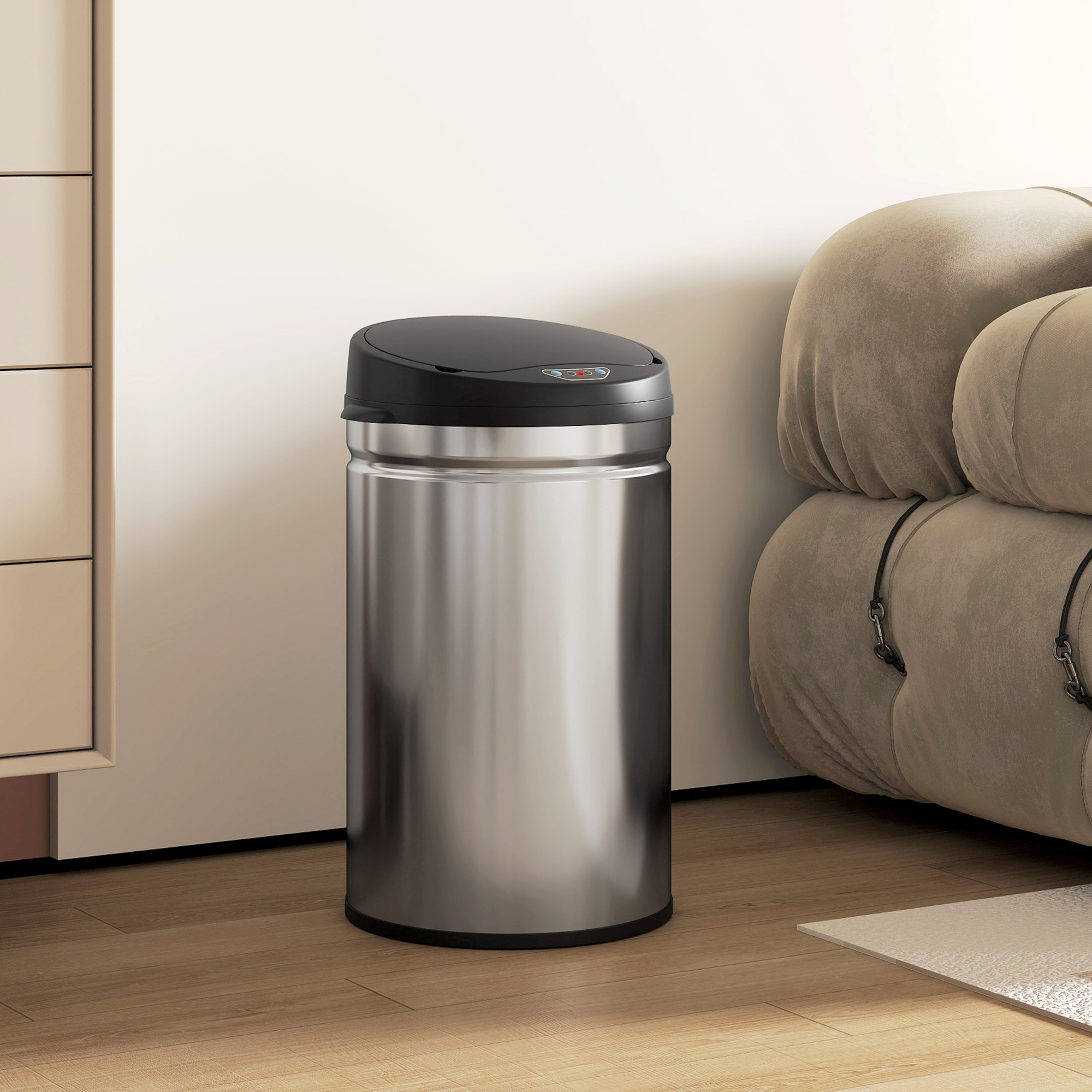 30 Liter Sensor-Mülleimer mit Soft-Close-Funktion, berührungsfreier Abfalleimer aus Edelstahl für hygienische Küchen