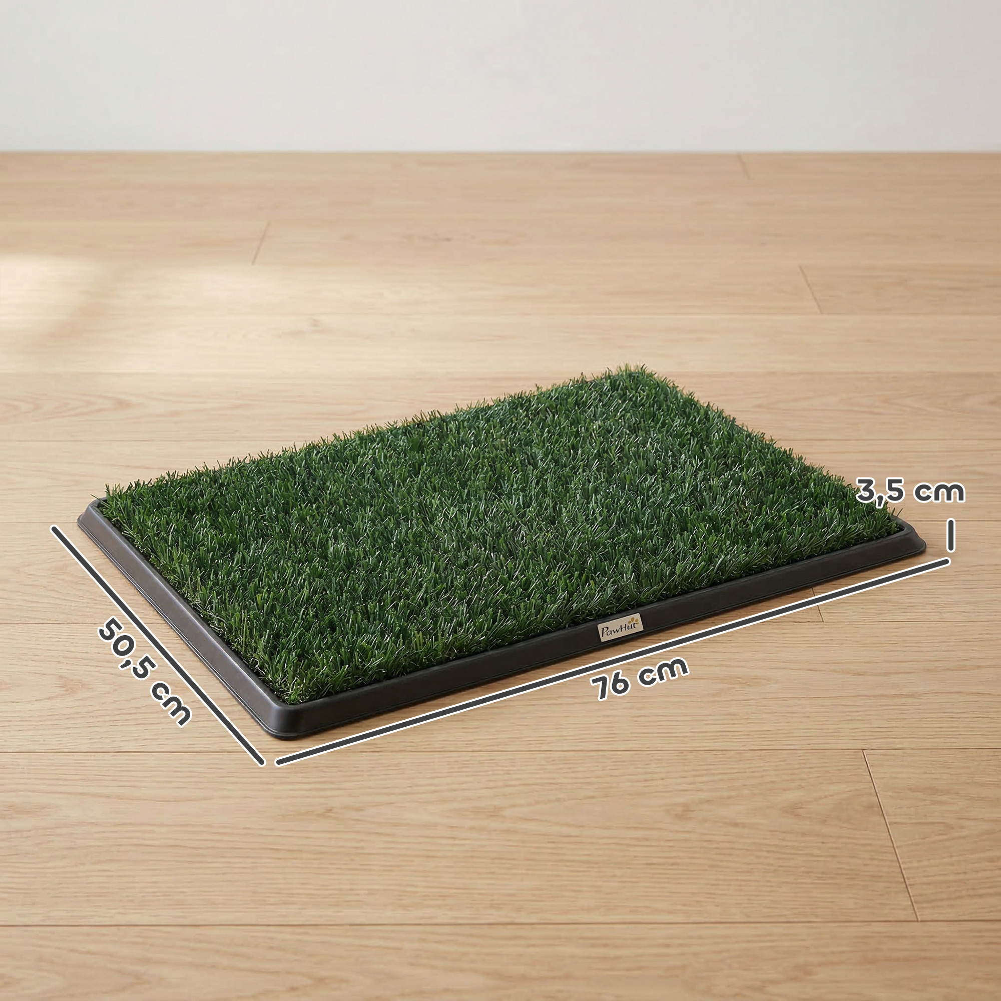 Hundetoilette 76 x 50,5 cm Hundeklo mit 2 Kunstrasen waschbar Welpentoilette für Hunde für Balkon Zuhause Schwarz+Grün