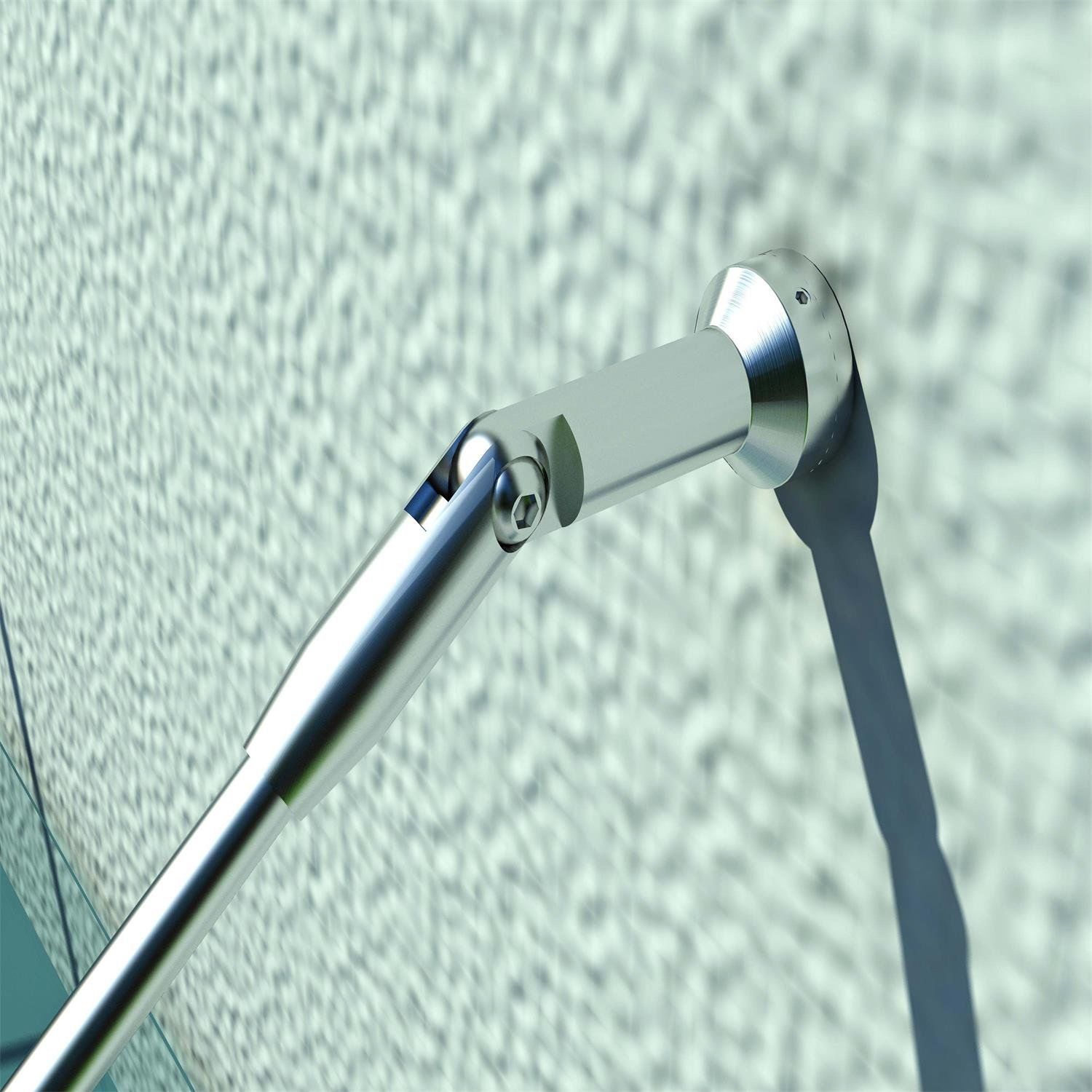 Vordach Glasvordach Türvordach gehärtetes Glas(ESG) Edelstahl Klarglas (200x90cm) (L)