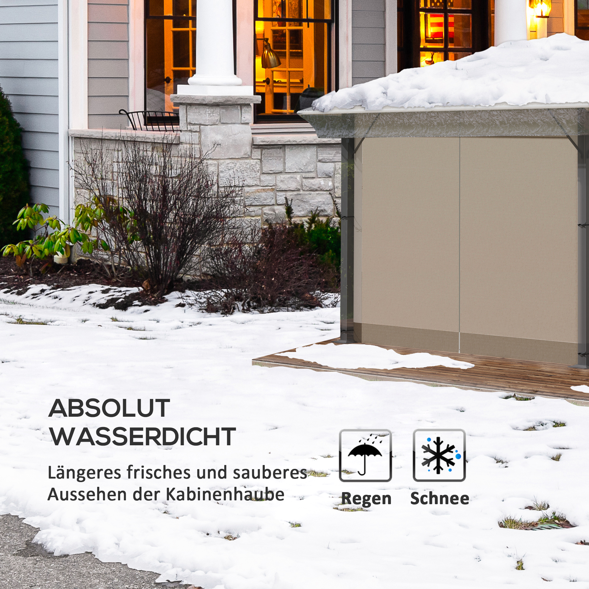 Pavillon-Regenabdeckung, Gartenpavillon-Schutz, windfest, wasserfest, Kunststoff-Plane, 300L x 300B x 80H cm