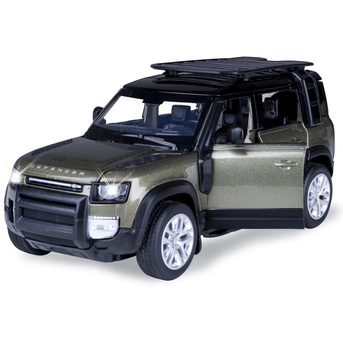 Land Rover Defender 110 Diecast 1:32 grün inkl. Knopfzellen