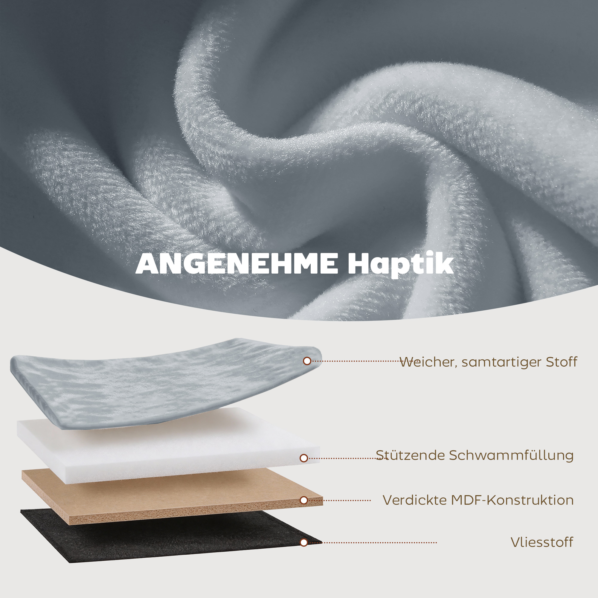 Sitzbank mit Stauraum Klappbar Polsterbank mit Samt-Optik für Wohnzimmer 76 x 38 x 35 cm Dunkelgrau