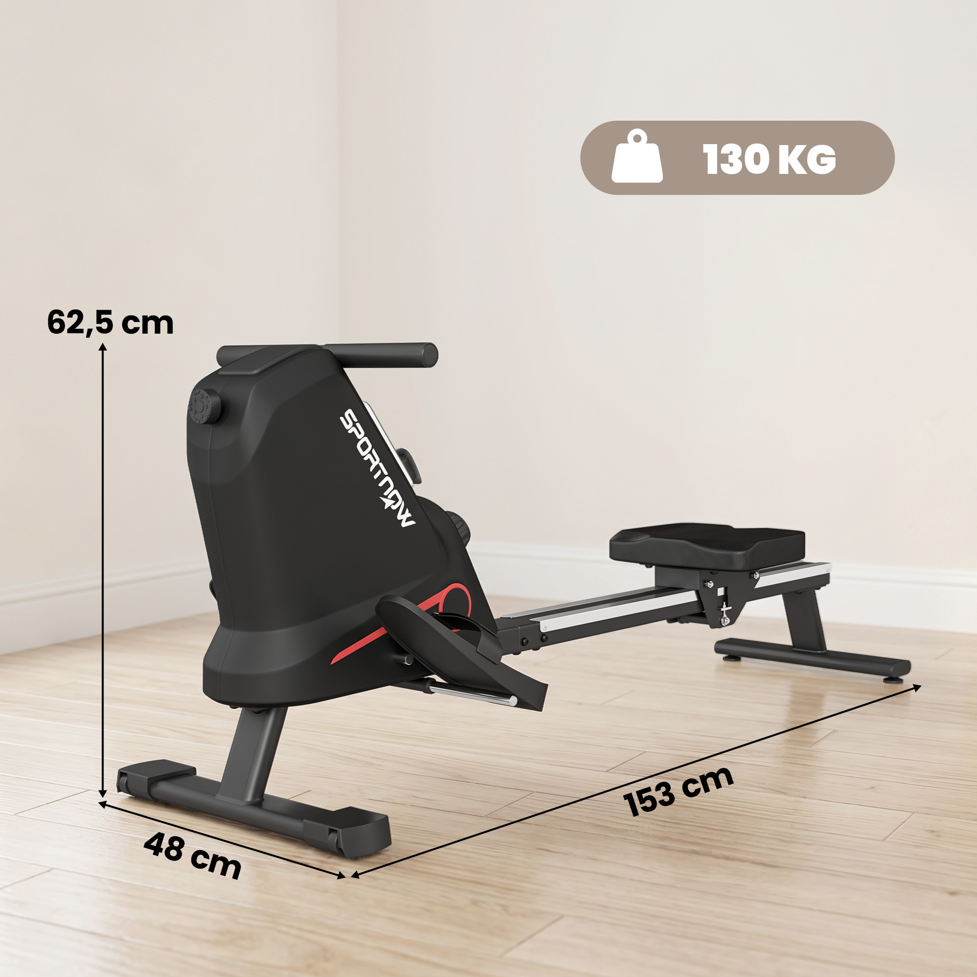 Rudergerät für Zuhause Leises Magnetisches Rudergeräte mit 16 Widerstandsstufen Exklusiver APP LCD-Display Handyhalter