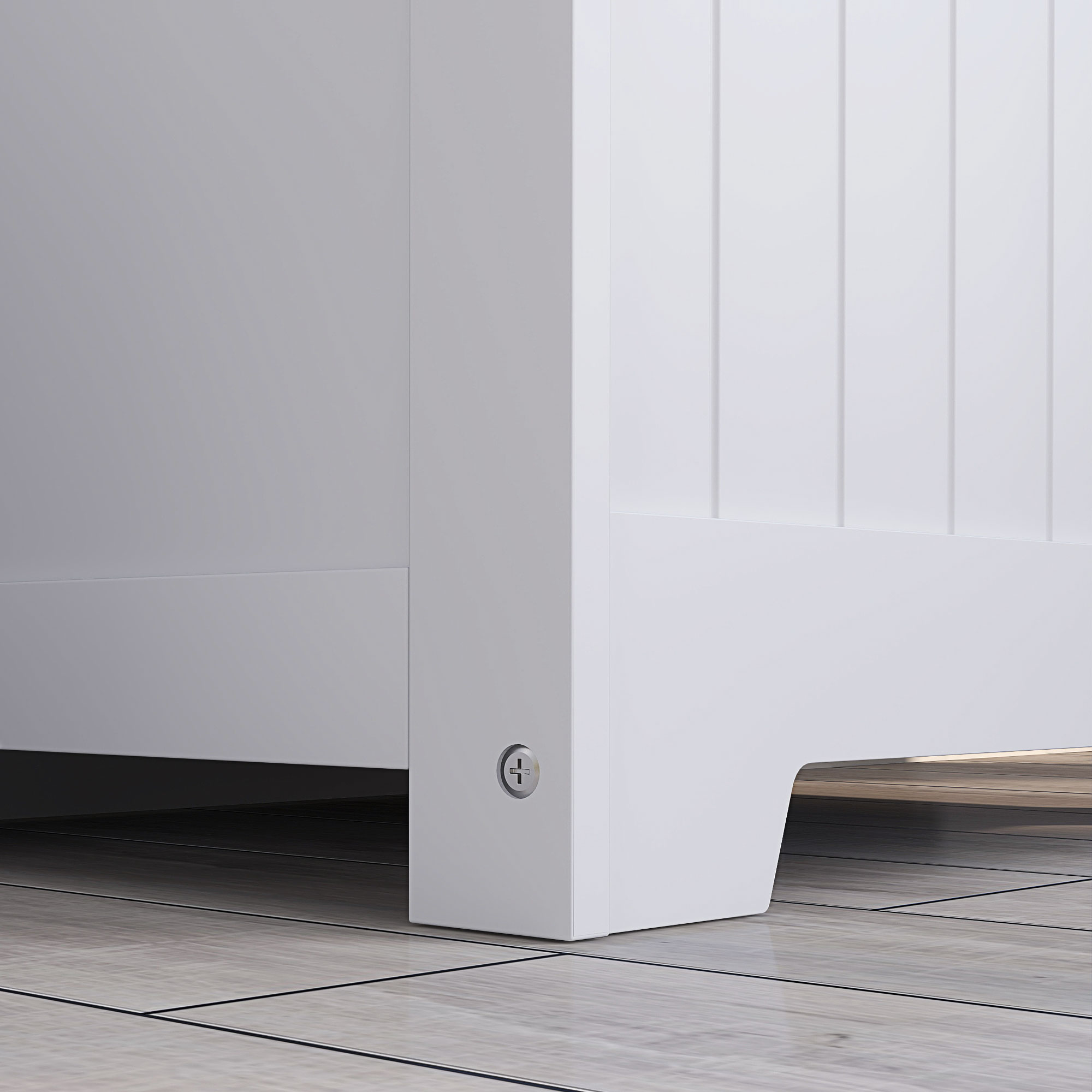 Aufbewahrungstruhe, Holzkiste mit Deckel, viel Stauraum, modernes Design, Weiß