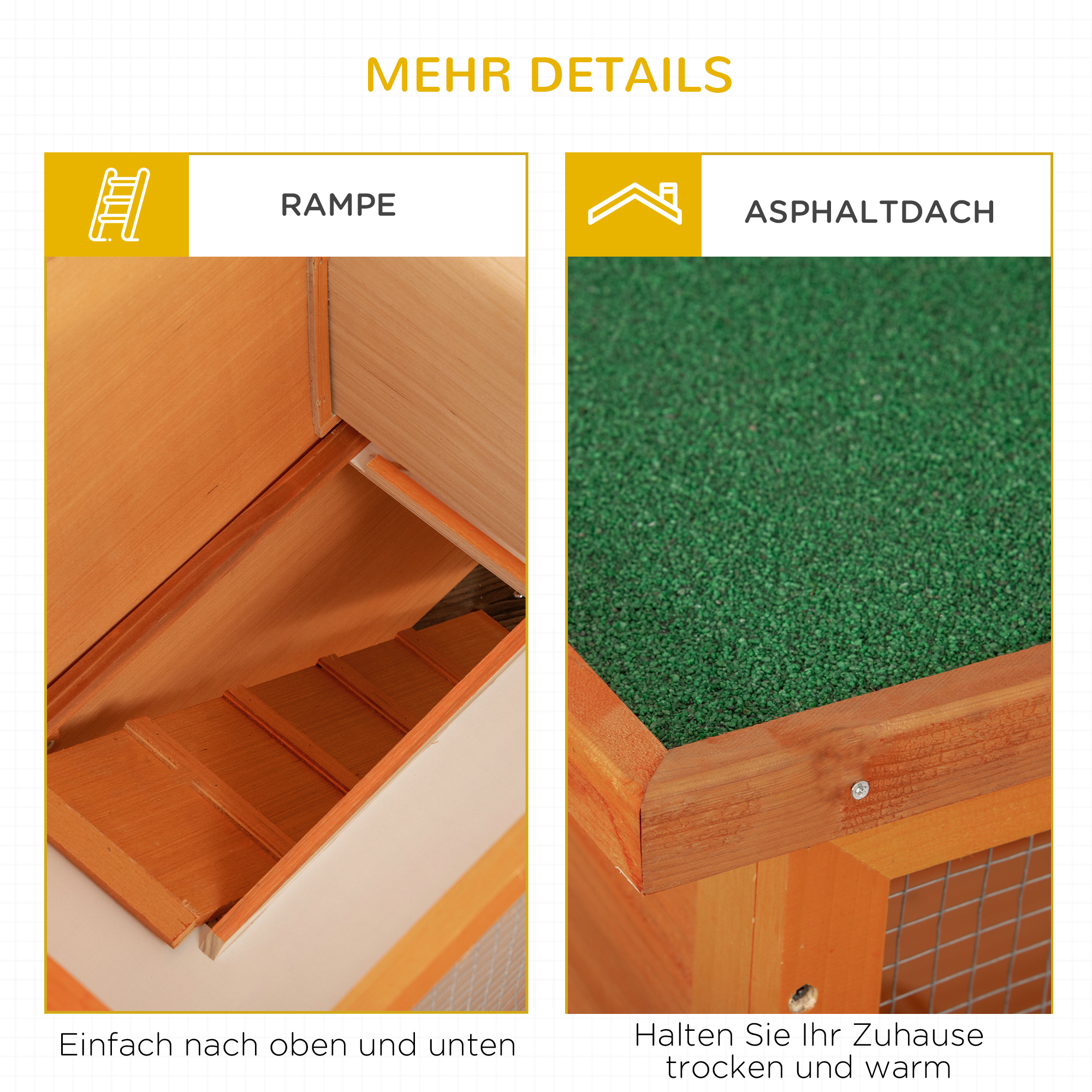 Kleintierstall 2 Ebenen wetterbeständig Tannenholz Natur + Grün