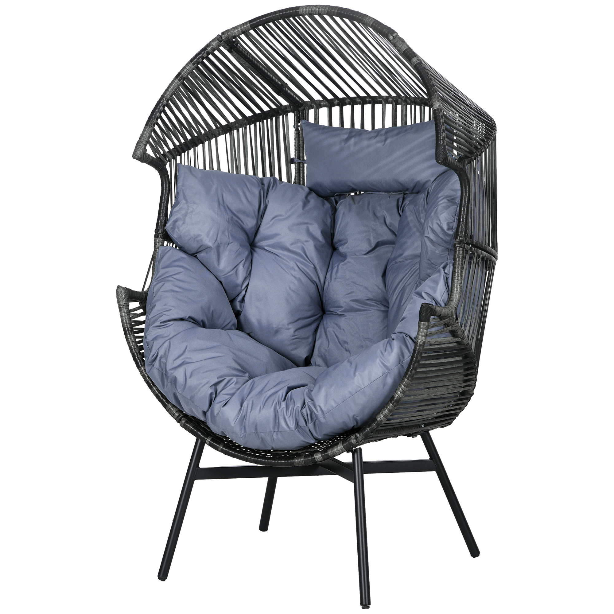 Rattansessel Outdoor-Sessel Gartensessel, PE-Rattan, 89 cm x 75 cm x 143 cm, Grau+Schwarz