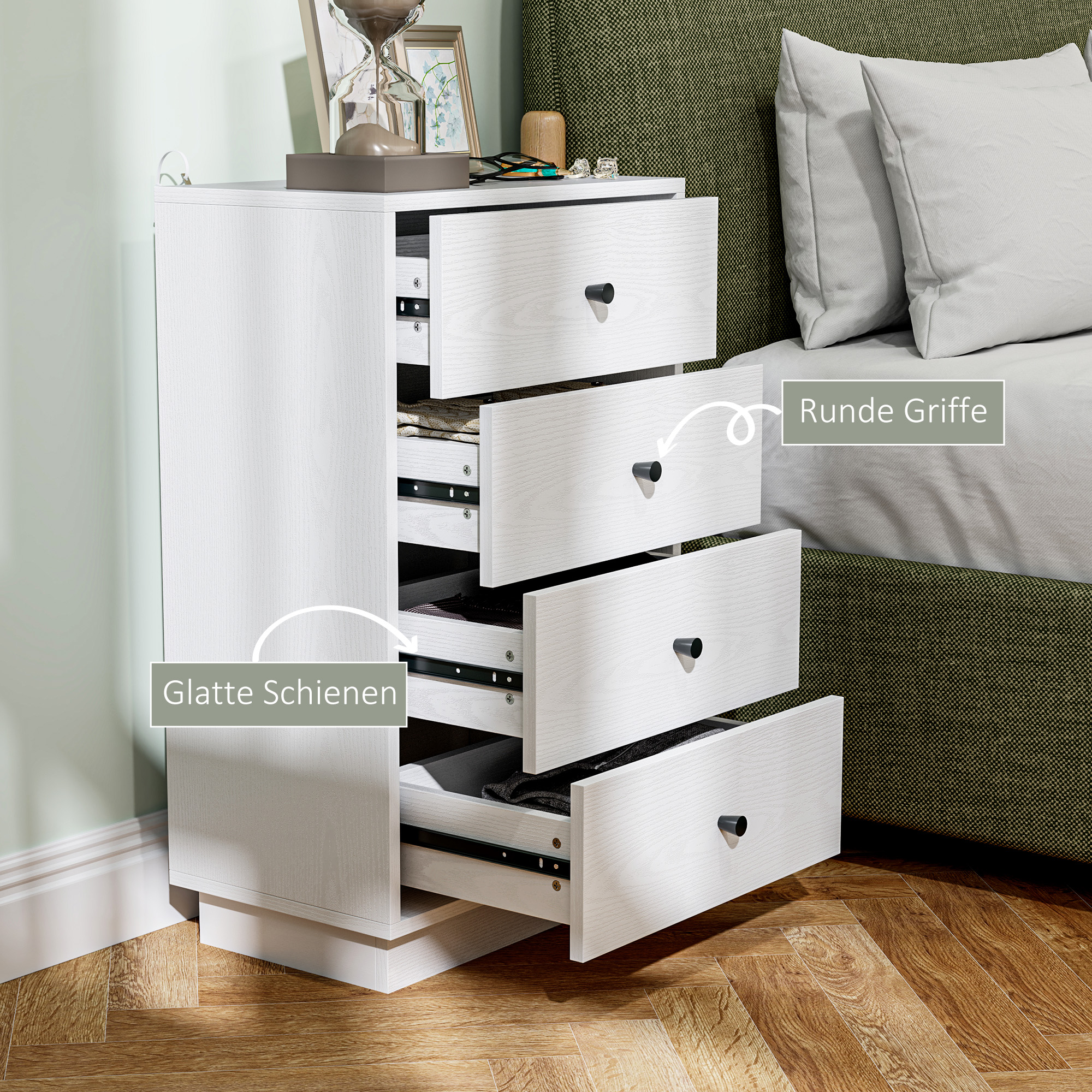 Kommode Sideboard mit 7 Schubladen Schrank aus Holzwerkstoff im Modern Stil 47 x 29 x 75 cm Weiß