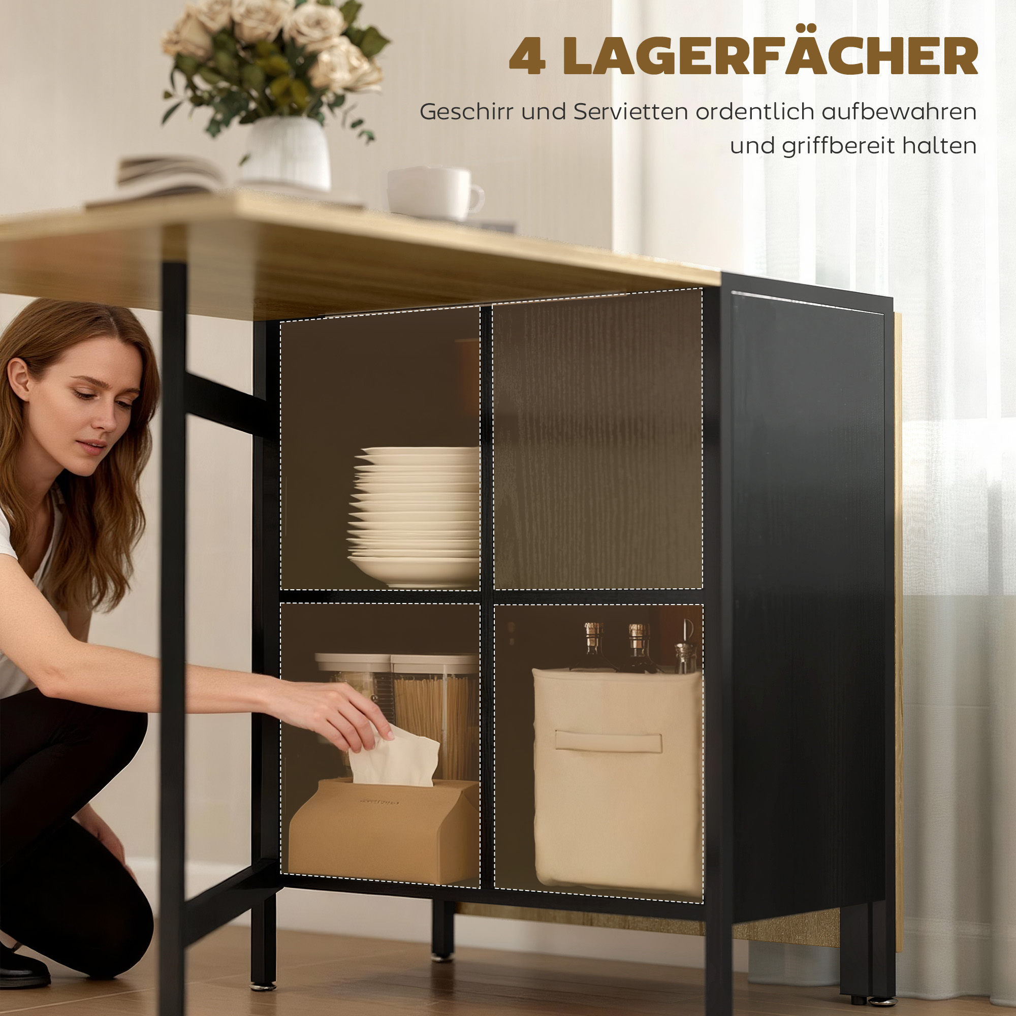 Klapptisch Esstisch Beistelltisch Eiche Metallrahmen Küche Wohnzimmer Dunkelholzfarbe+Schwarz