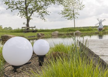 Garten Kugelleuchte Erdspieß "CT-GL20cm" / IP44, 230V, 1,5m Kabel, E27 Fassung