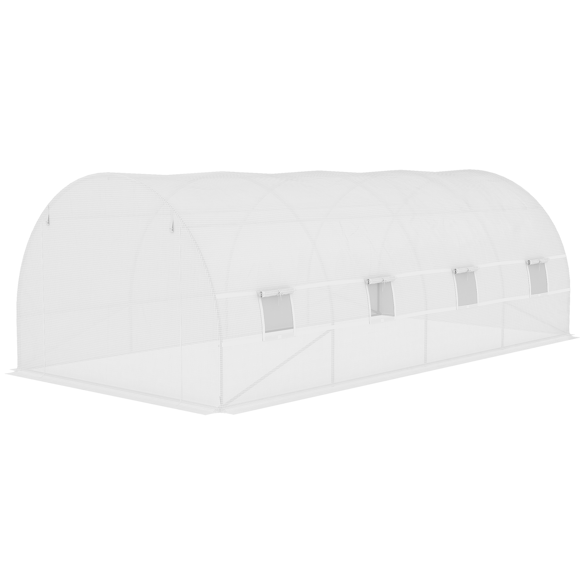 Ersatzfolie für 6x3x2 m Gewächshaus, robust, reißfest, 12 Fenster, Tür, Grün