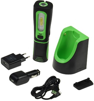 LED Stableuchte mit Akku "FlexiLED 300+", Ladeschale, Magnethalter, 3W, 250lm,IP44