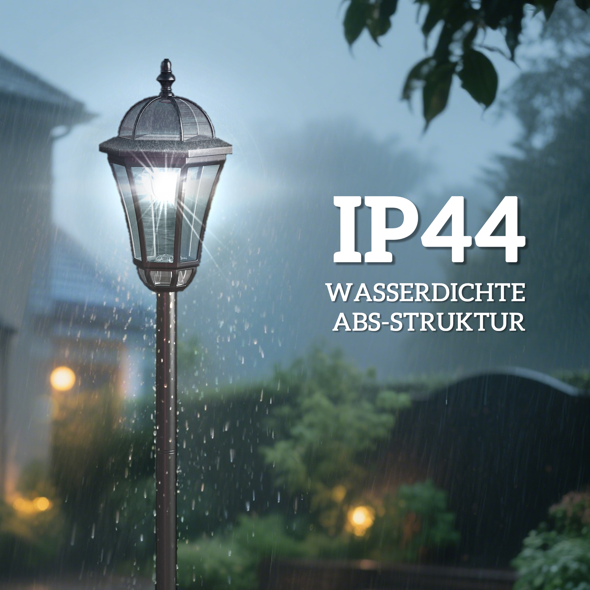 Solar Gartenlaterne 2er Set, Wetterfeste Wegleuchte 129 cm hoch, mit LED, 6 Std. Beleuchtung, IP44, Solarlampe für Außen, Schwarz