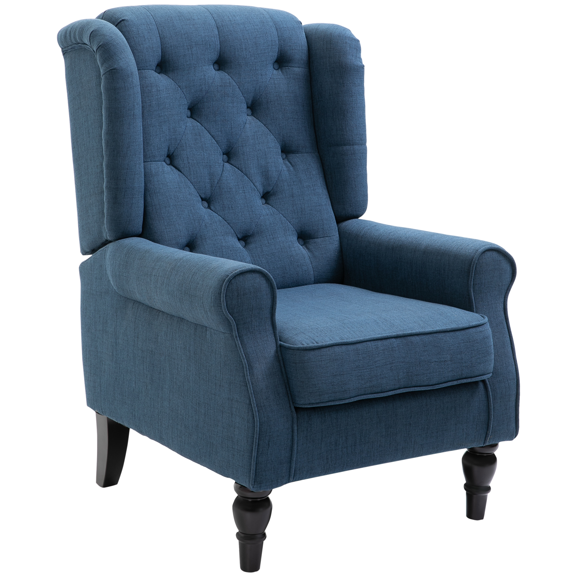 Eleganter Ohrensessel, dick gepolstert, abnehmbarer Bezug, 74 x 86 x 102 cm, Blau