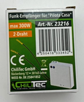Funk Empfänger "Pilota Casa" 2-Draht, IP20, 230V, 433,92Mhz, max. 300W