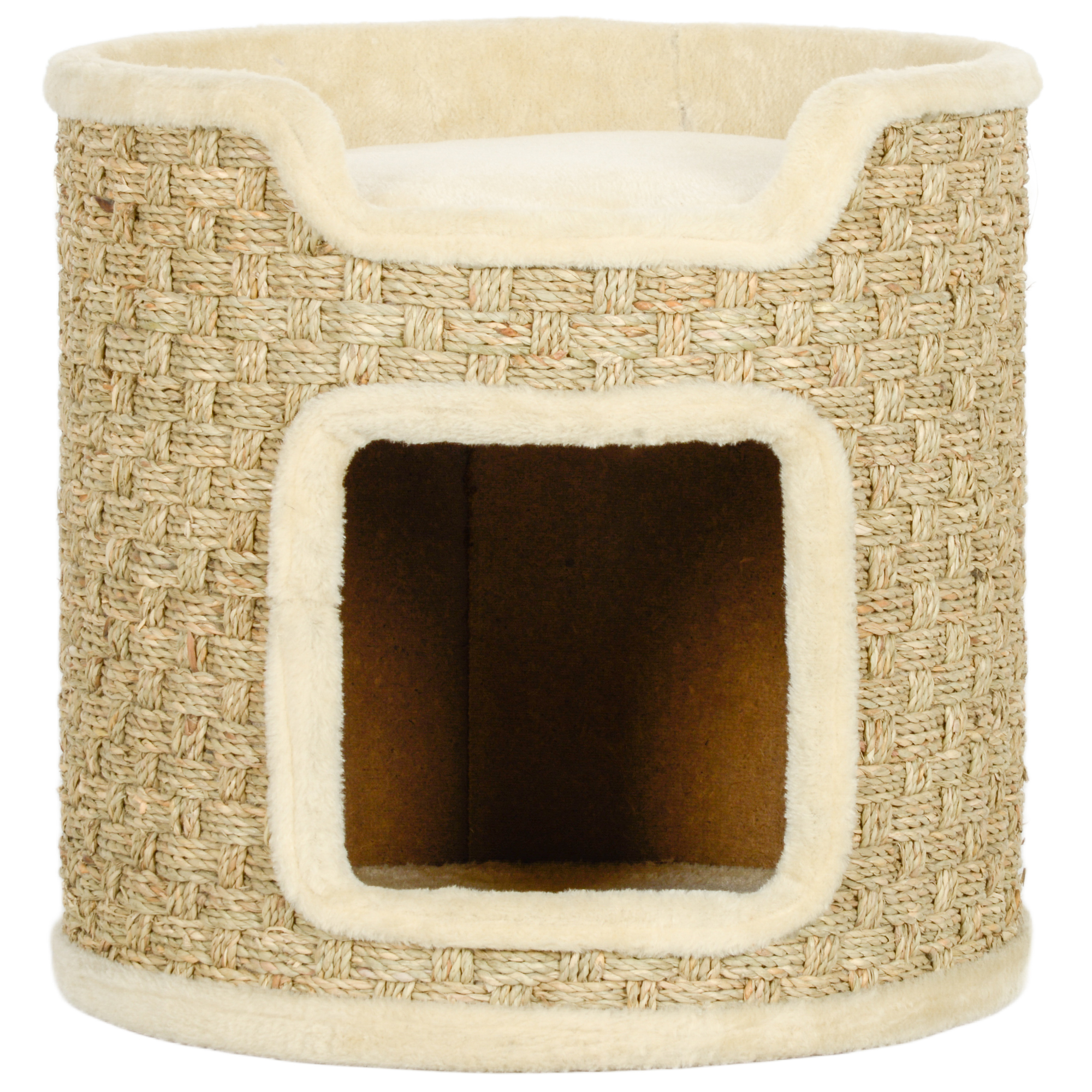 Katzenkratzbaum, Spiel- und Entspannungsbereich, Plüsch, ?38 x 37H cm, Khaki-Beige, bis zu 5 kg
