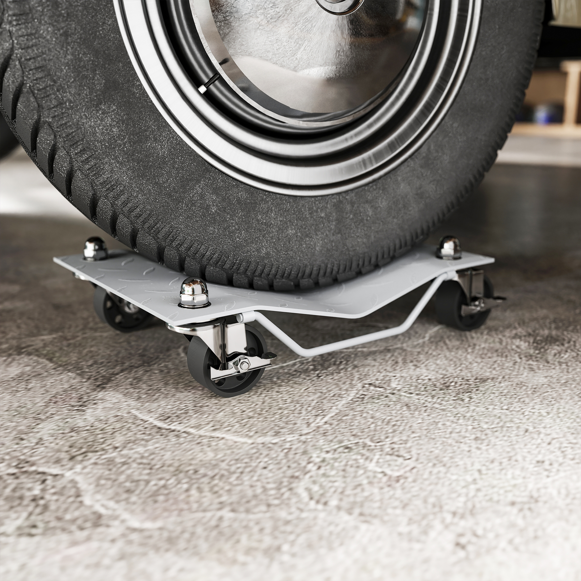 Rangierheber 2 Stücke Rangierhilfe Reifenwechsel Wagenheber mit 4 Rollen für Auto PKW Grau 40,5L x 30B x 13,5H cm