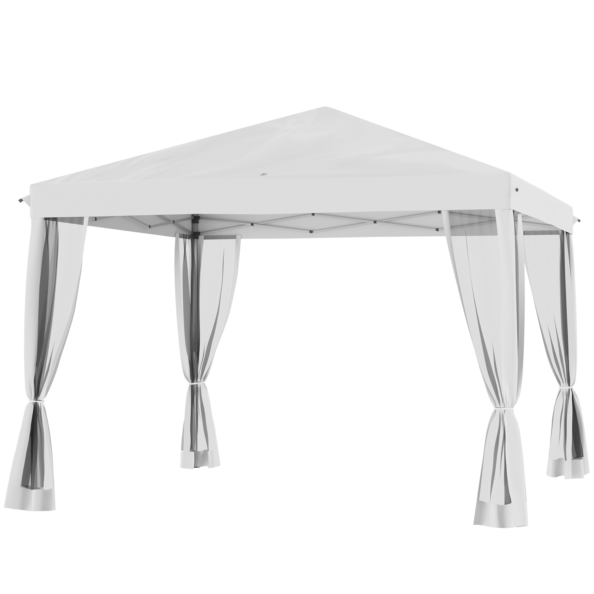 Faltpavillon, Faltzelt mit Seitenwänden inkl, Tragetasche, Gartenpavillon, Metall, Oxfordstoff, 3 x 3 m, Cremeweiß