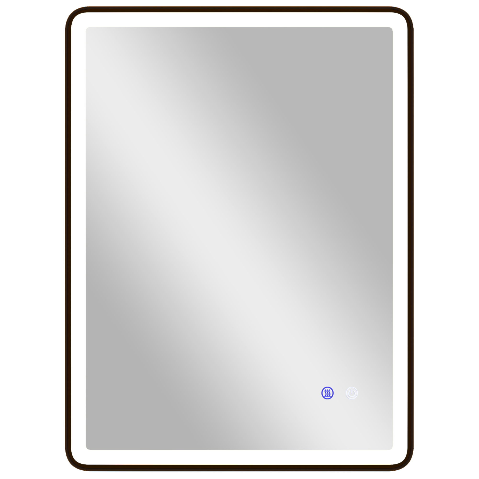 LED-Badezimmerspiegel Anti-Beschlag Dimmbare Schminkspiegel mit Beleuchtung 80 x 60 cm Schwarzer Rahmen